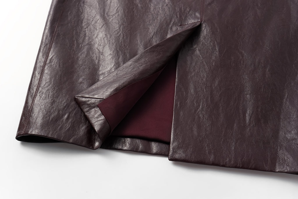 Knee-Length Pencil Skirt (Faux Leather)