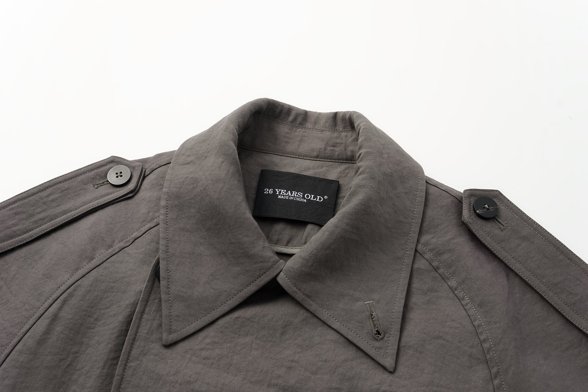 Textured Raglan-Sleeve Long Trench Coat with Organic Draping