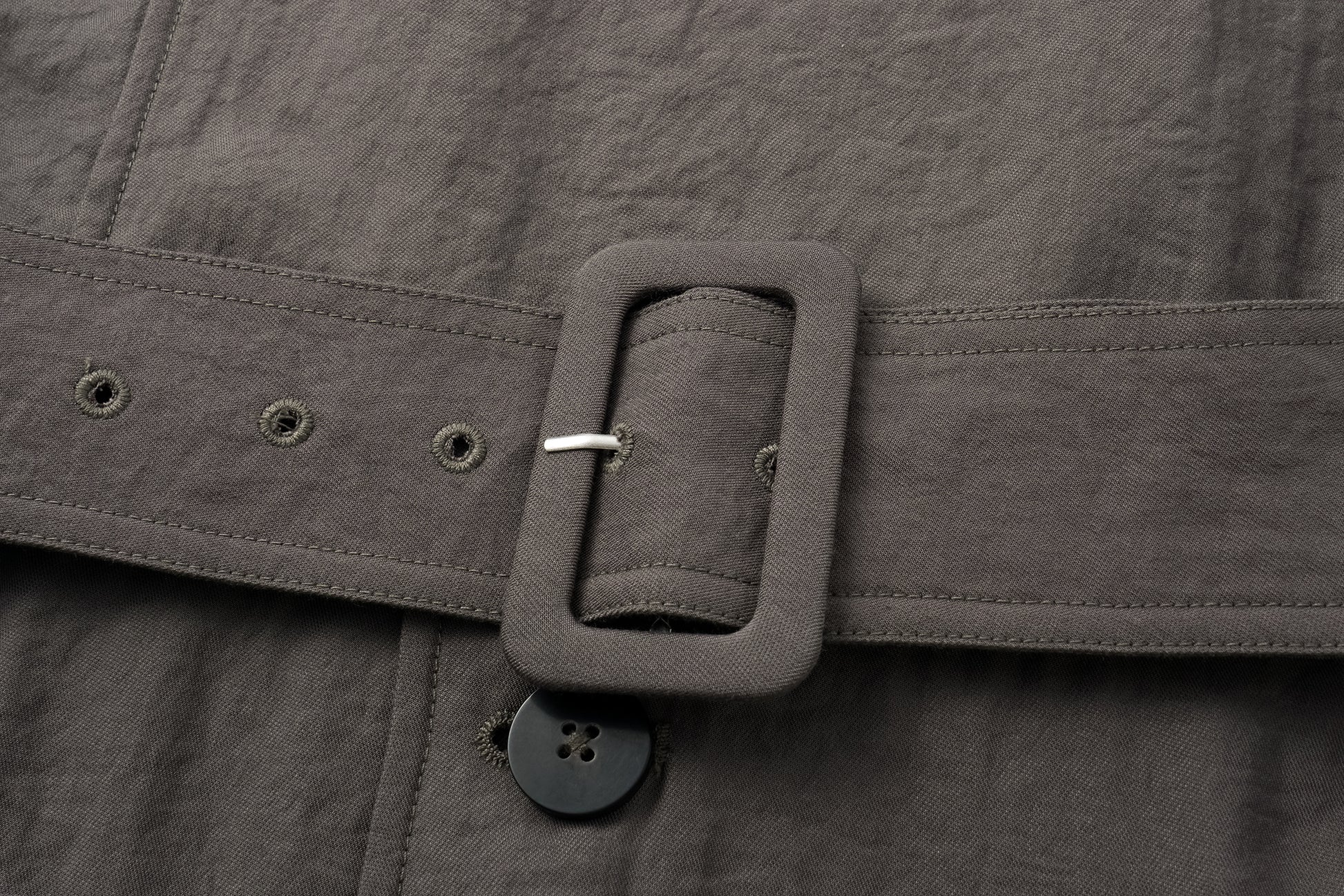 Textured Raglan-Sleeve Long Trench Coat with Organic Draping