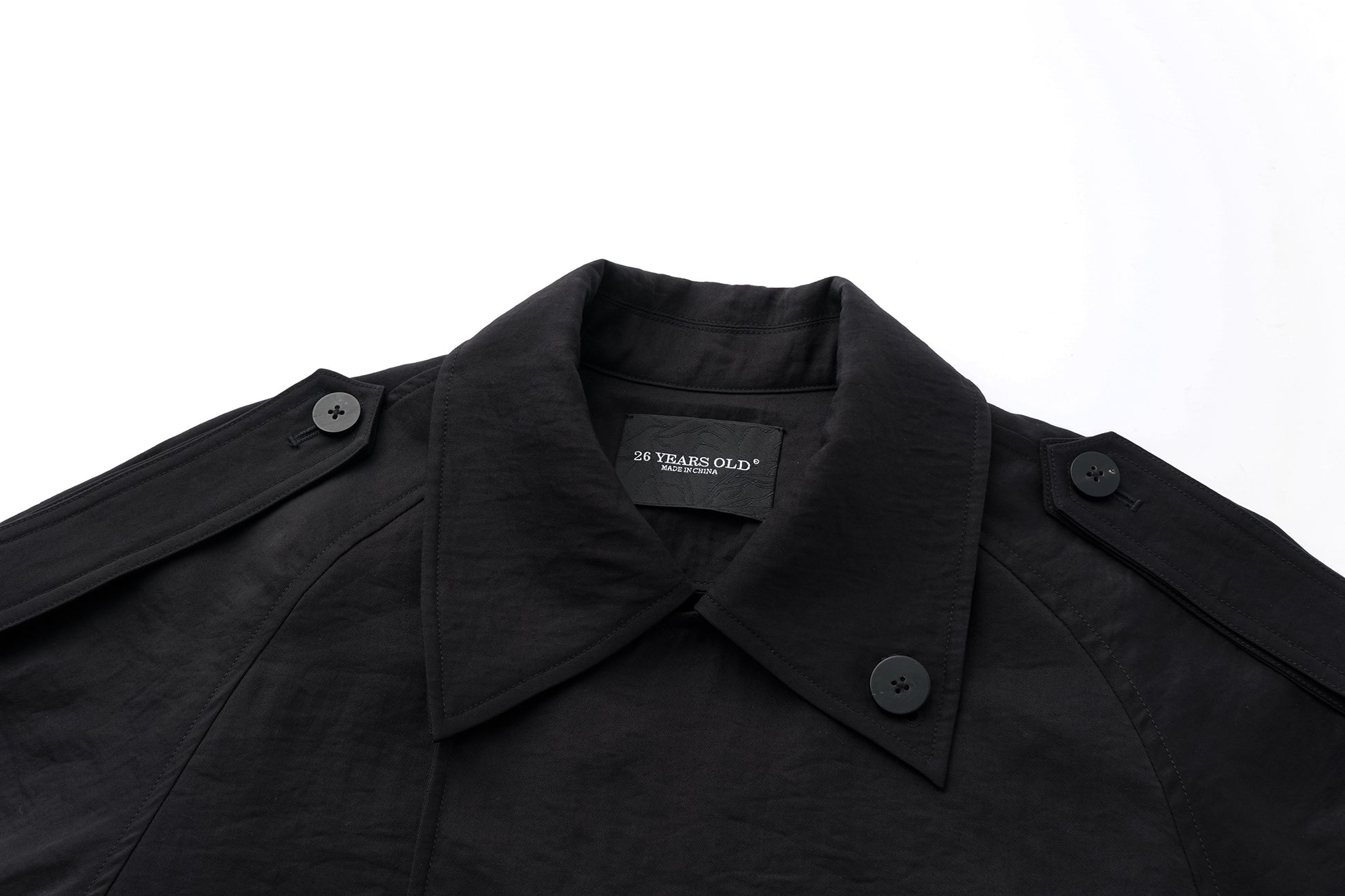 Textured Raglan-Sleeve Trench Coat with Organic Draping