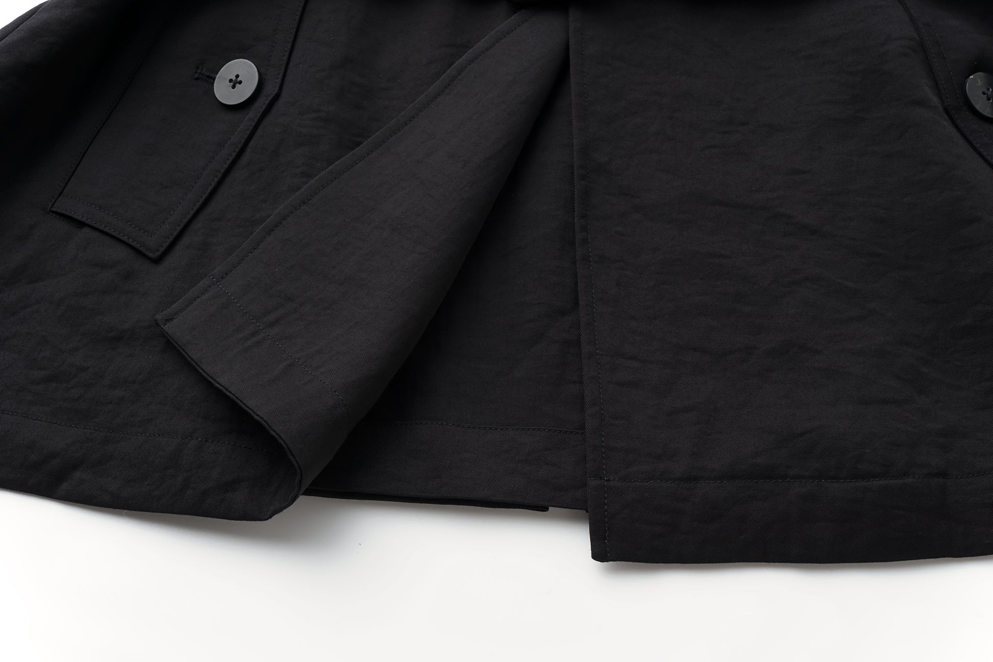 Textured Raglan-Sleeve Trench Coat with Organic Draping