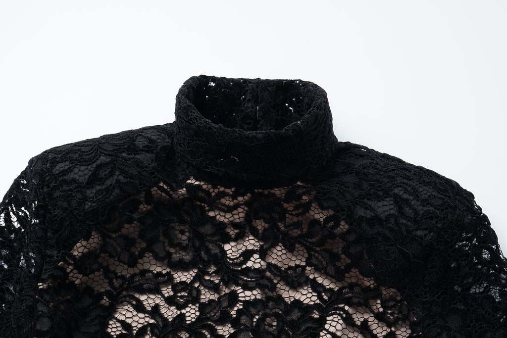 Top with Flocked Lace & Openwork
