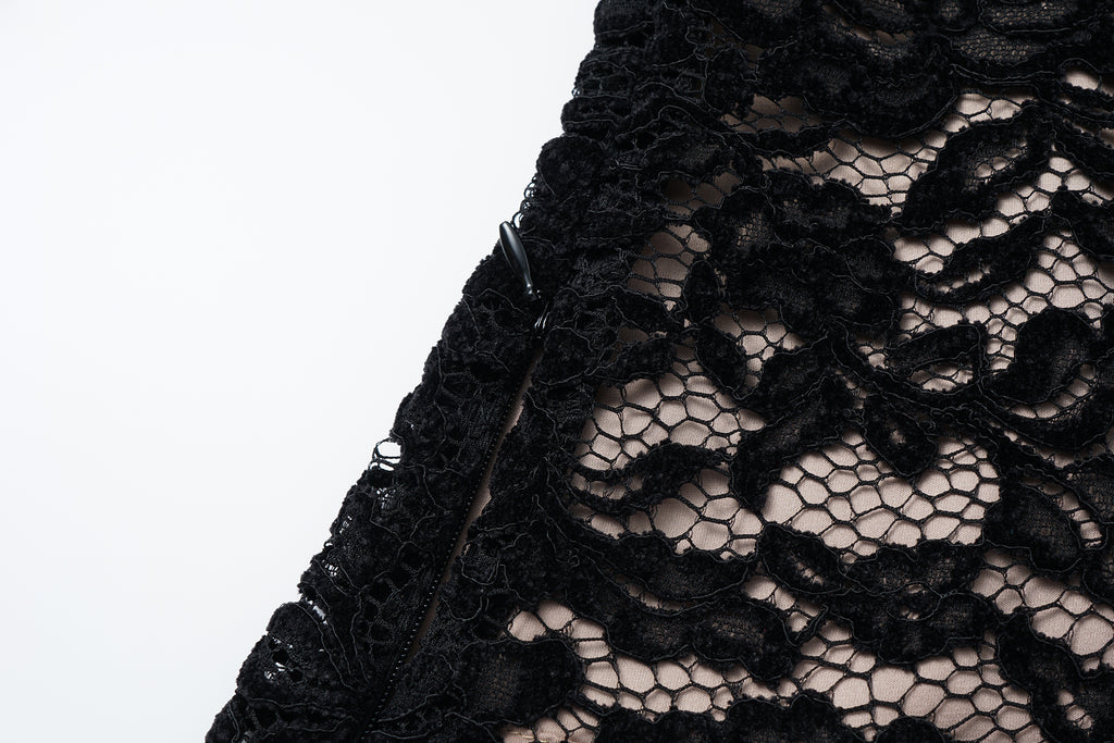 Top with Flocked Lace & Openwork