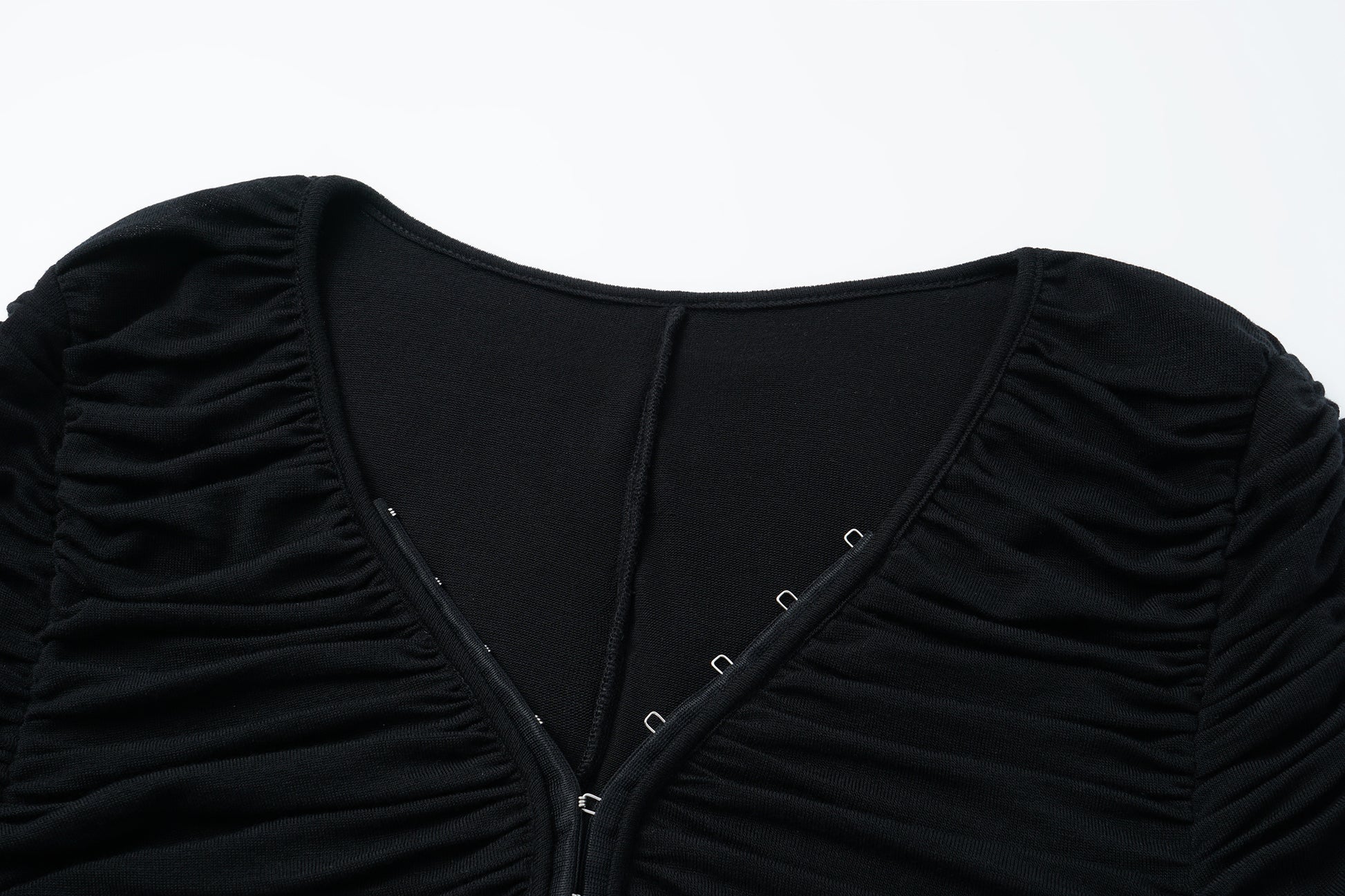 Smocked V-Neck Top with Hidden Hook Placket