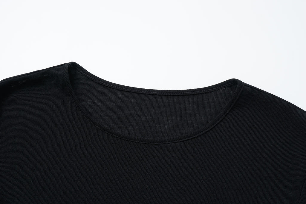 Round-Neck Top with Contrast Lace Insets