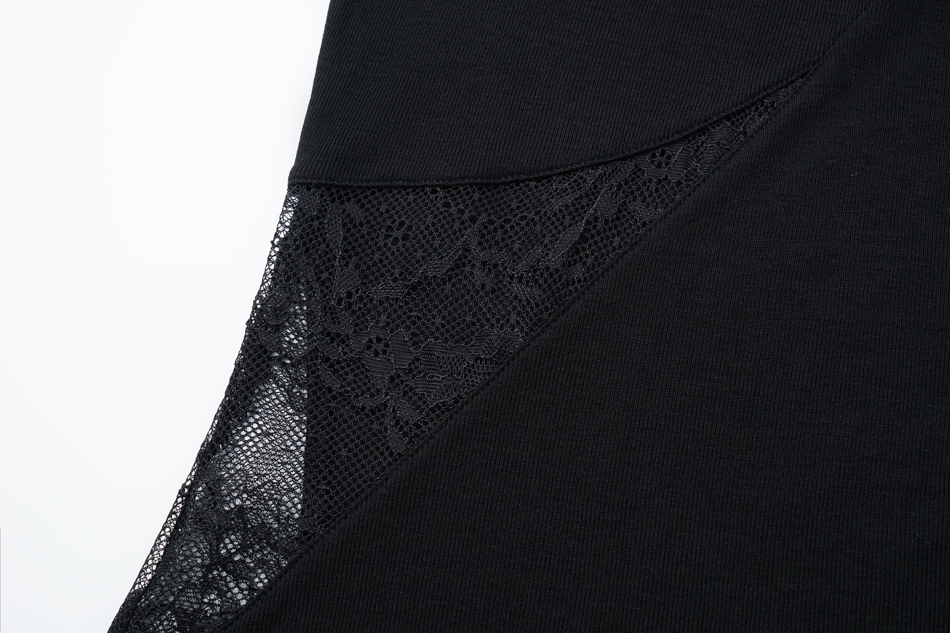 Round-Neck Top with Contrast Lace Insets