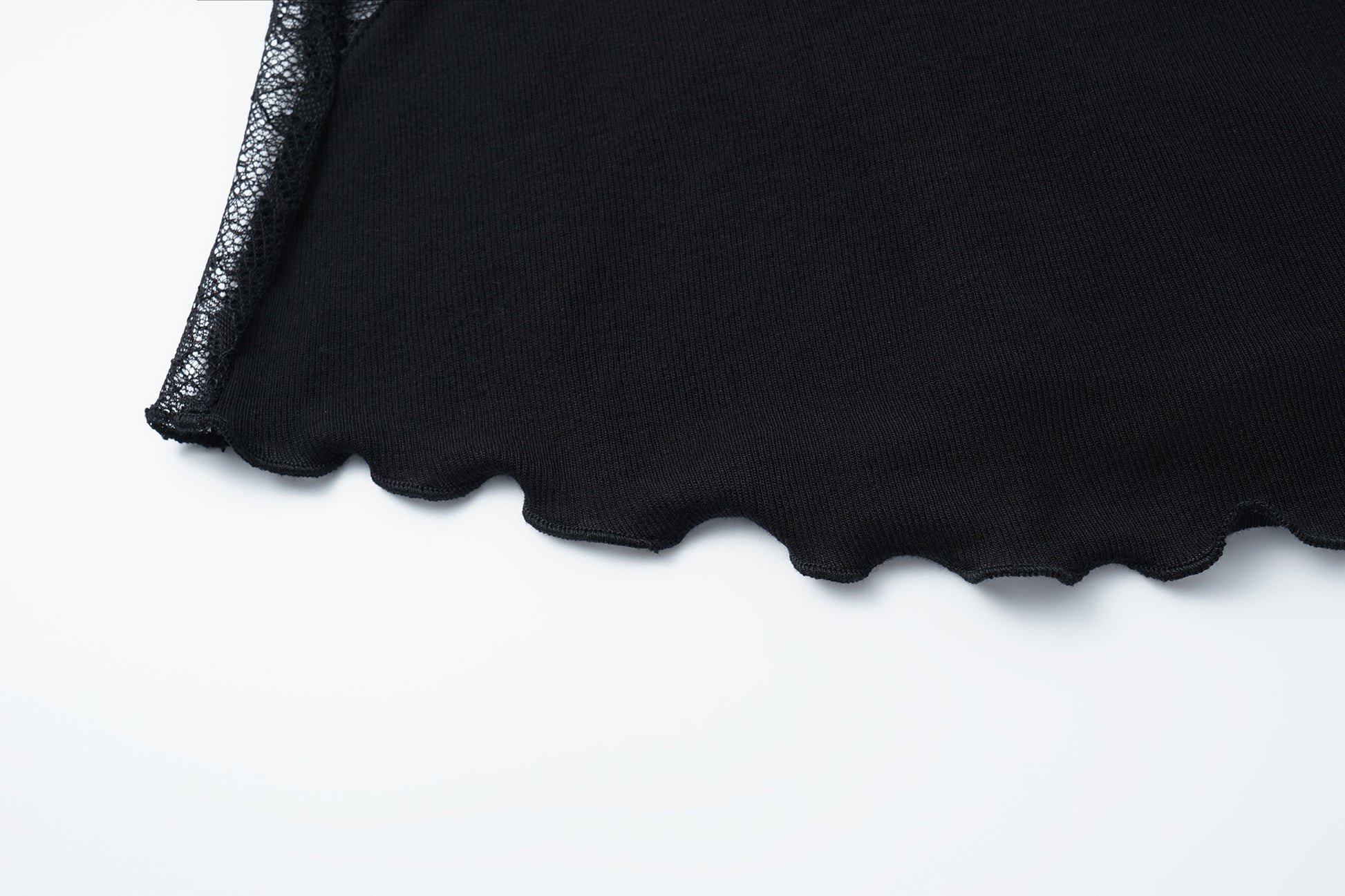 Round-Neck Top with Contrast Lace Insets