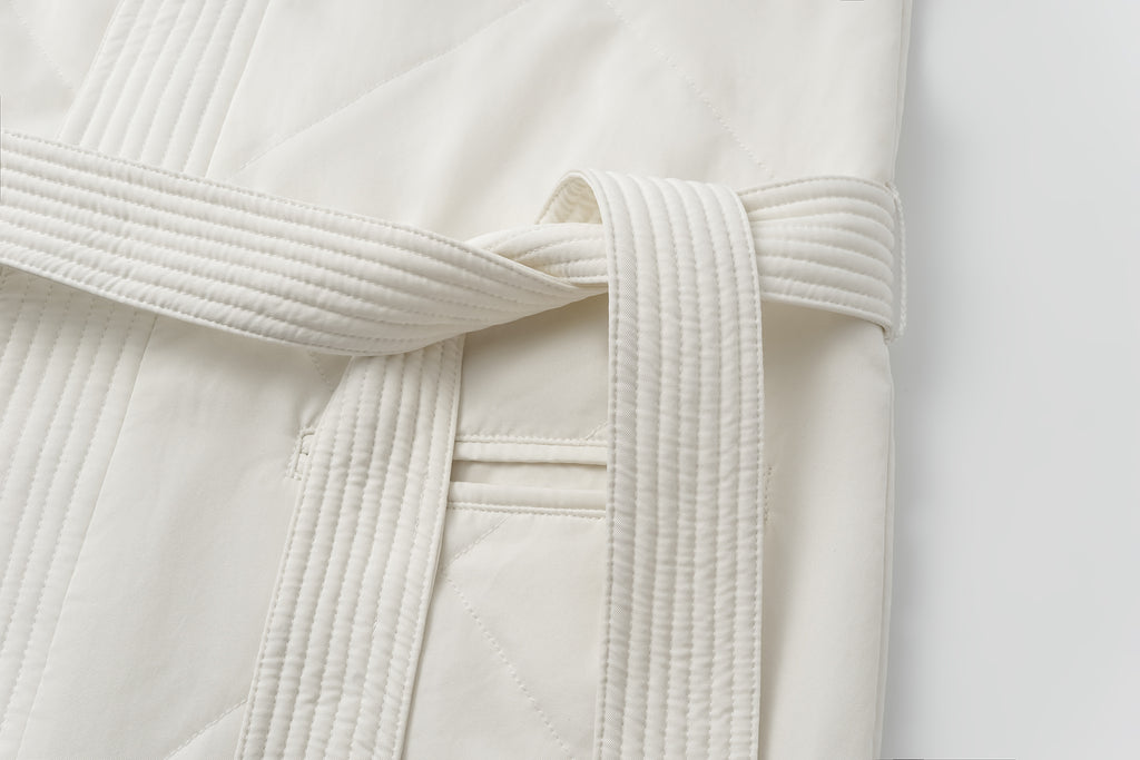 Quilted Wool Fill Collarless Coat