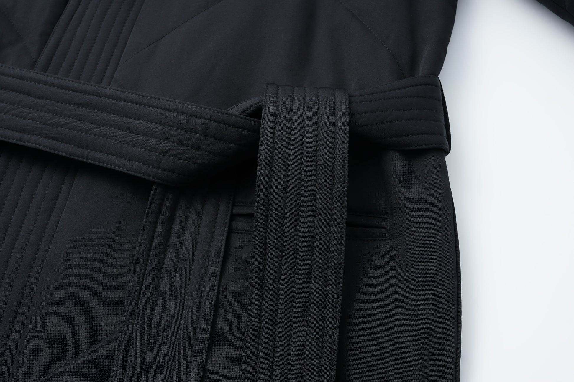 Quilted Wool Fill Collarless Coat