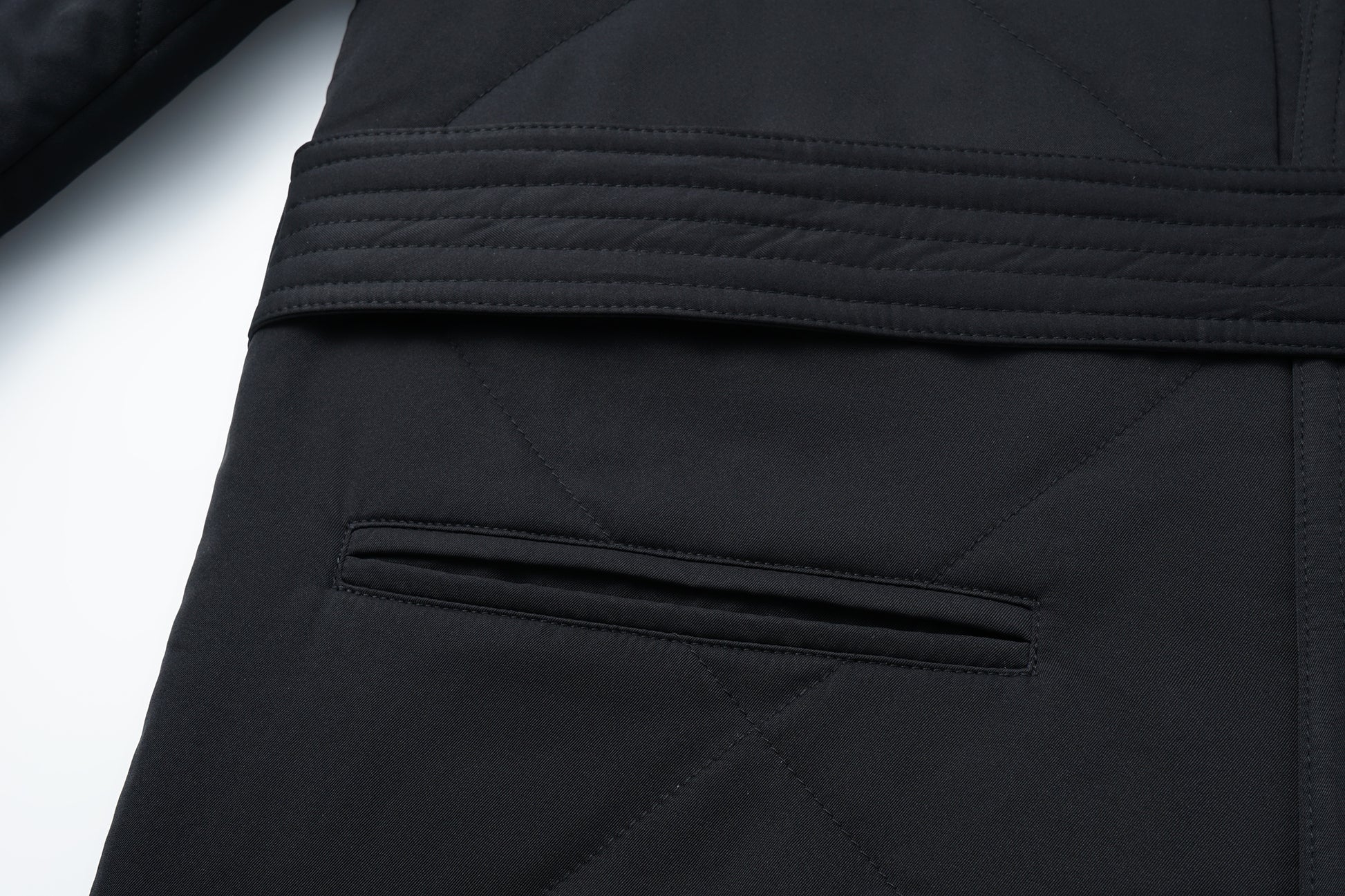 Quilted Wool Fill Collarless Coat