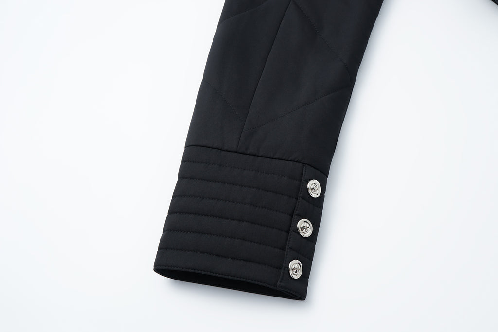 Quilted Wool Fill Collarless Coat