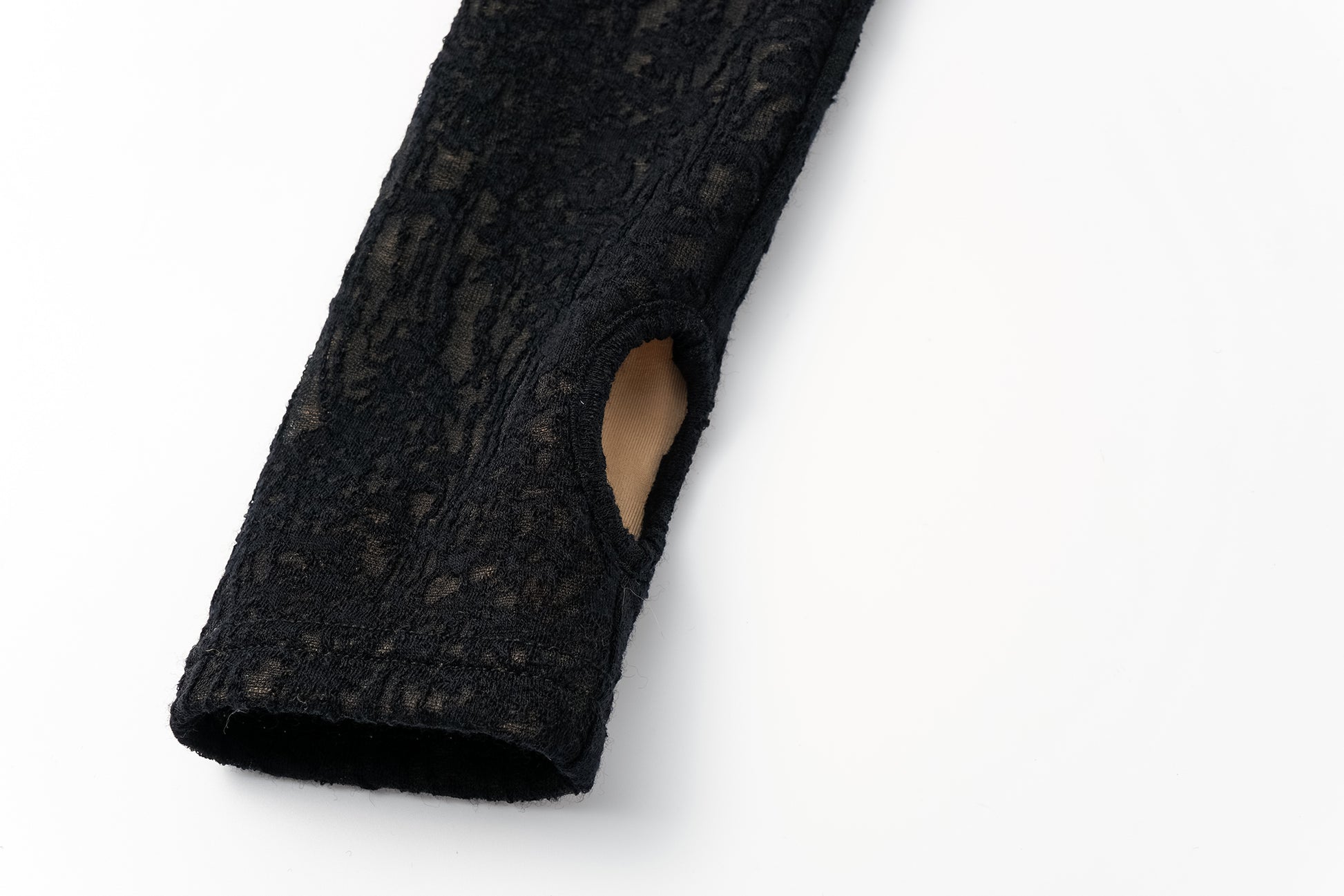 V-Neck Wool Dress with Jacquard & Lace-Openwork Detailing