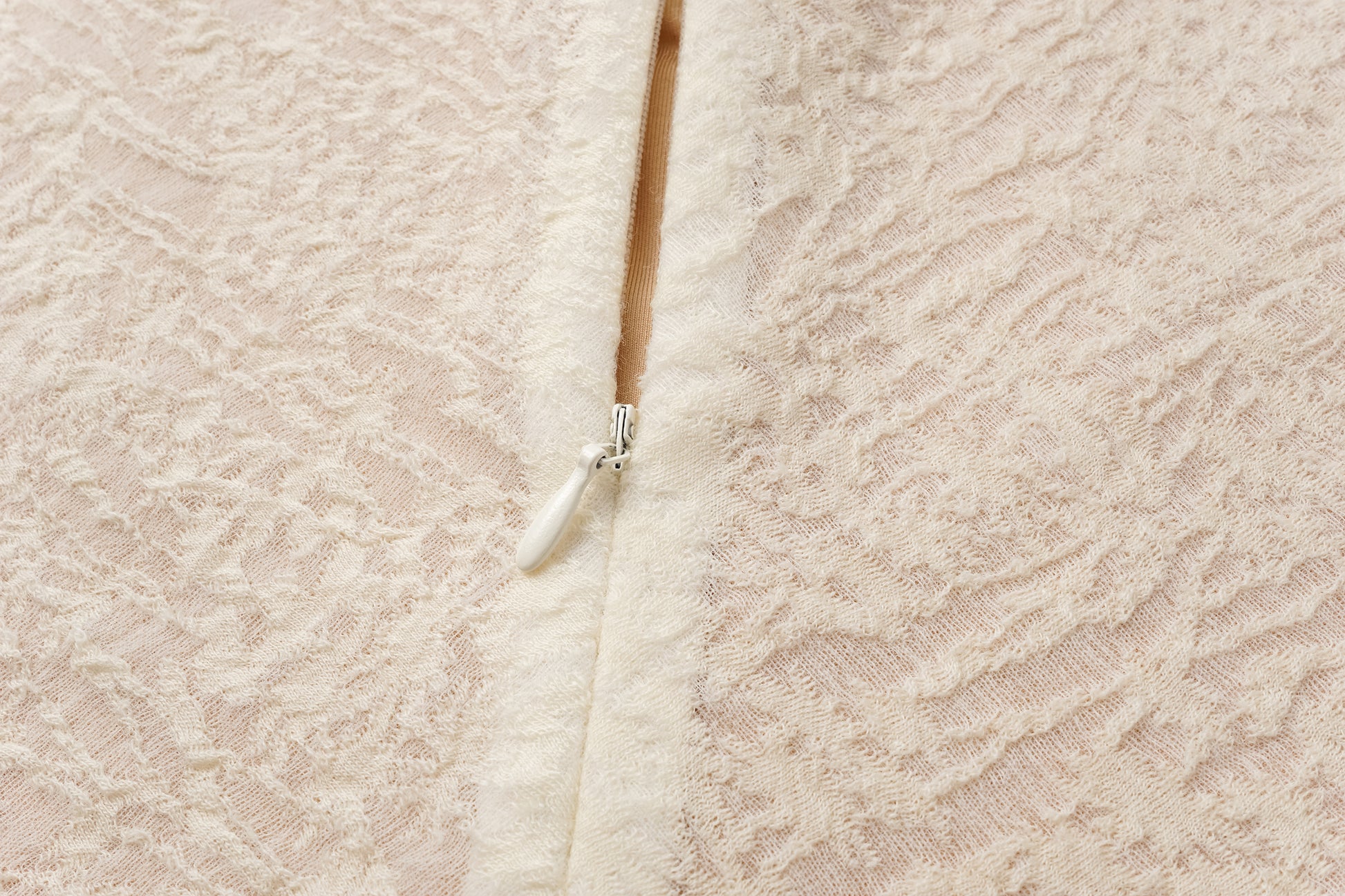 V-Neck Wool Dress with Jacquard & Lace-Openwork Detailing