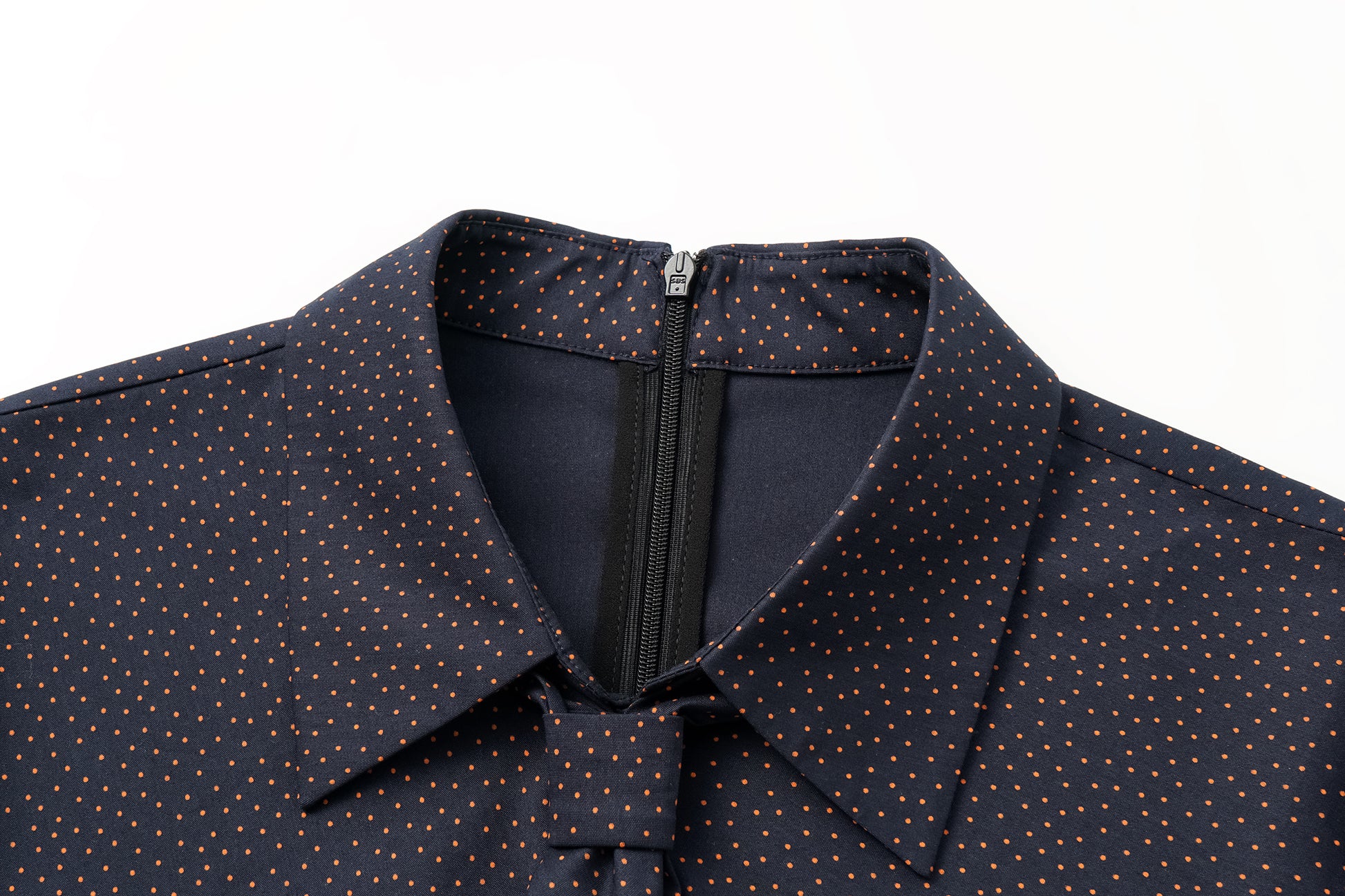 Bow-Tie Collar Blouse with Micro Polka Dots