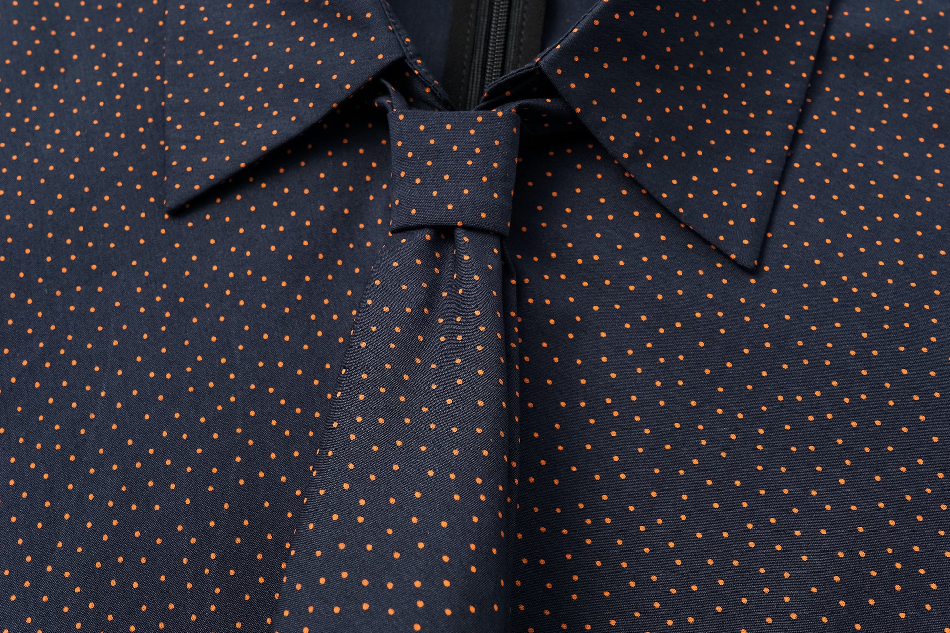 Bow-Tie Collar Blouse with Micro Polka Dots