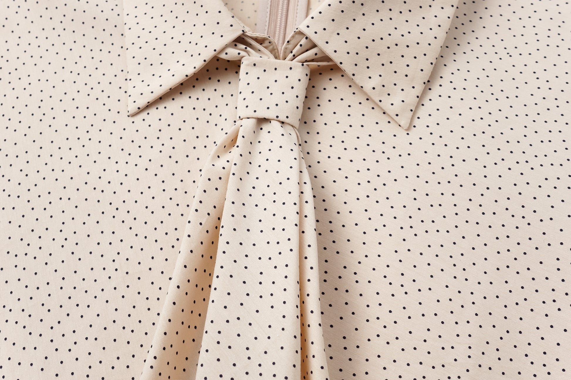 Bow-Tie Collar Blouse with Micro Polka Dots