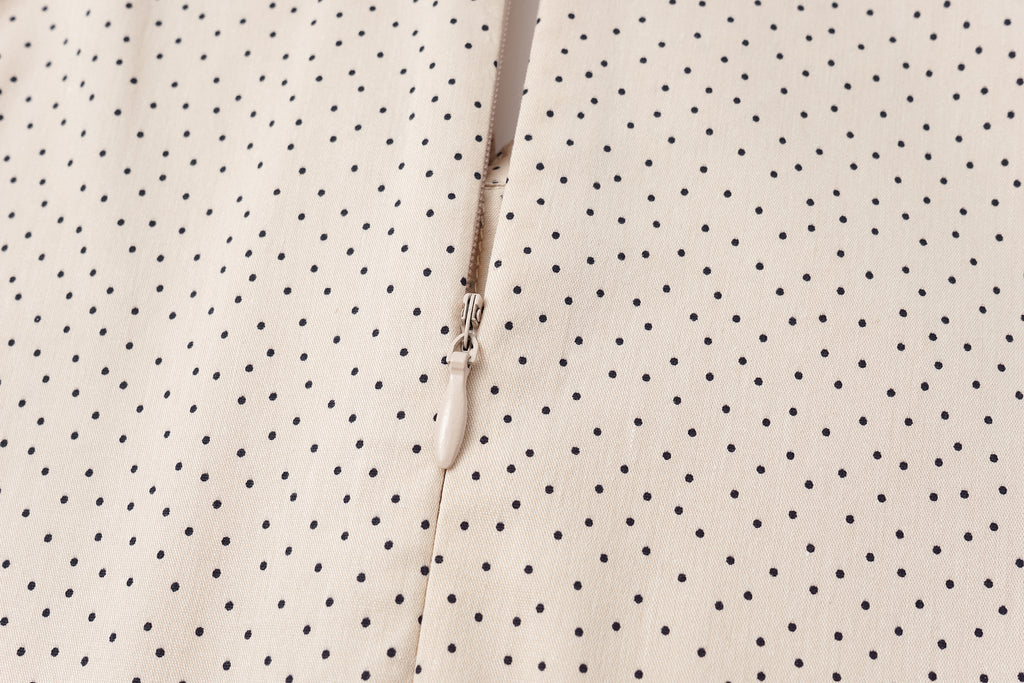 Bow-Tie Collar Blouse with Micro Polka Dots