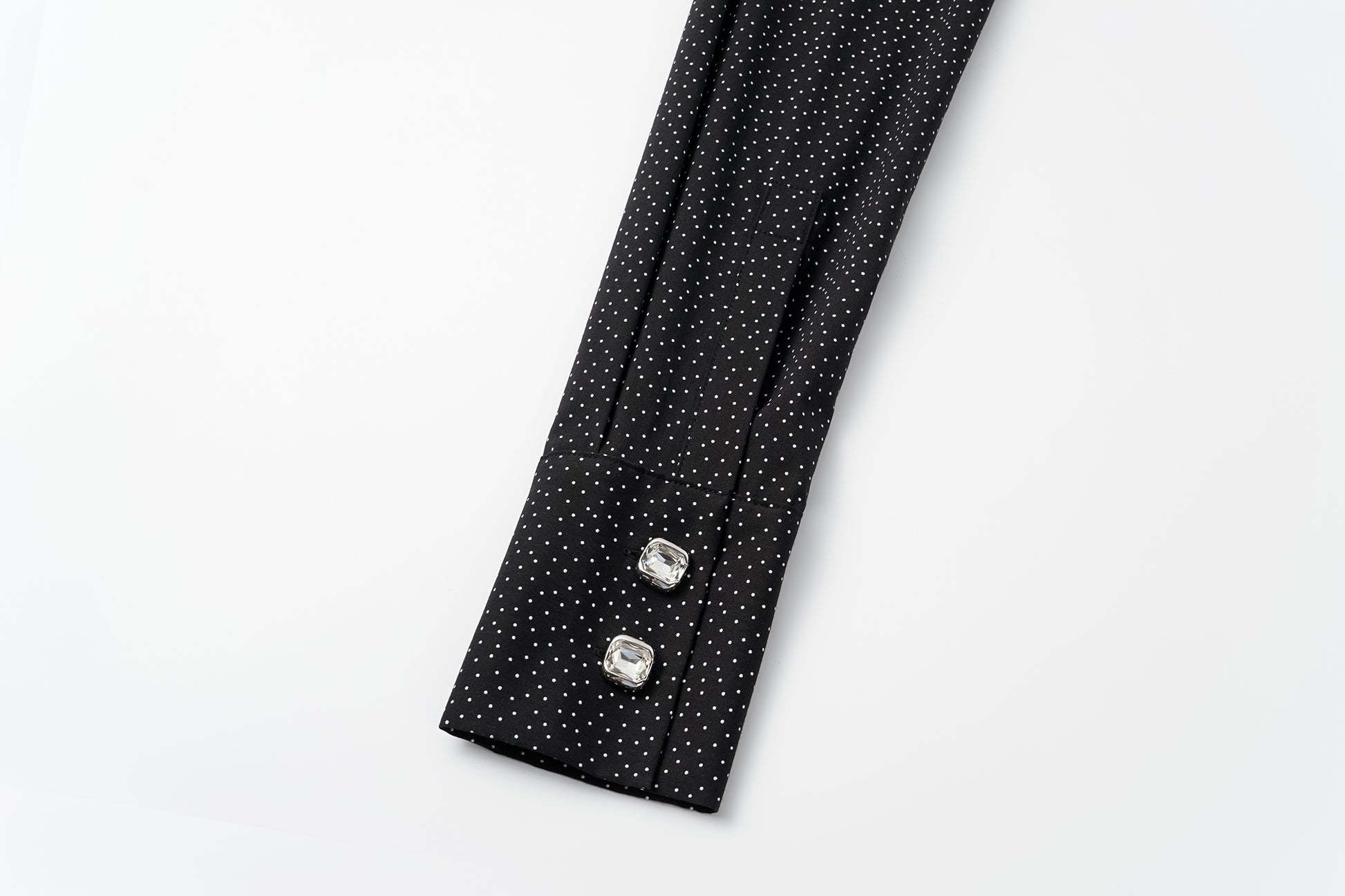 Bow-Tie Collar Blouse with Micro Polka Dots