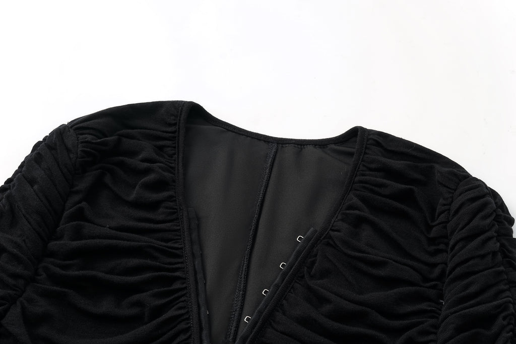 Full-Smocked V-Neck Dress with Hidden Hook Closure