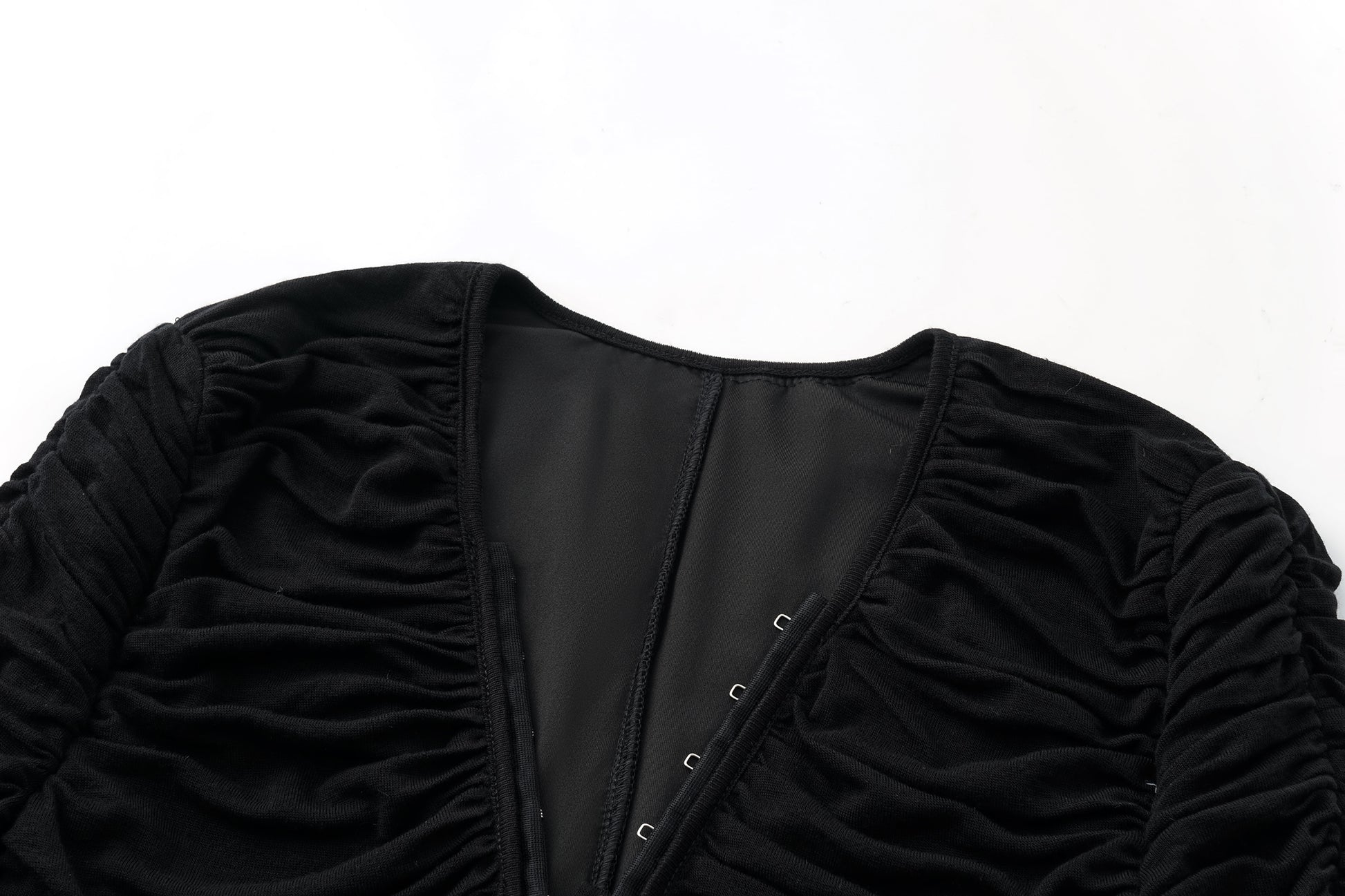 Full-Smocked V-Neck Dress with Hidden Hook Closure