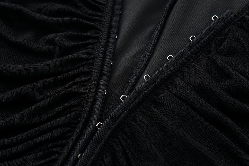 Full-Smocked V-Neck Dress with Hidden Hook Closure