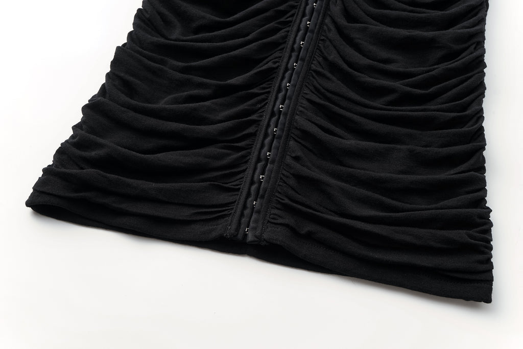 Full-Smocked V-Neck Dress with Hidden Hook Closure