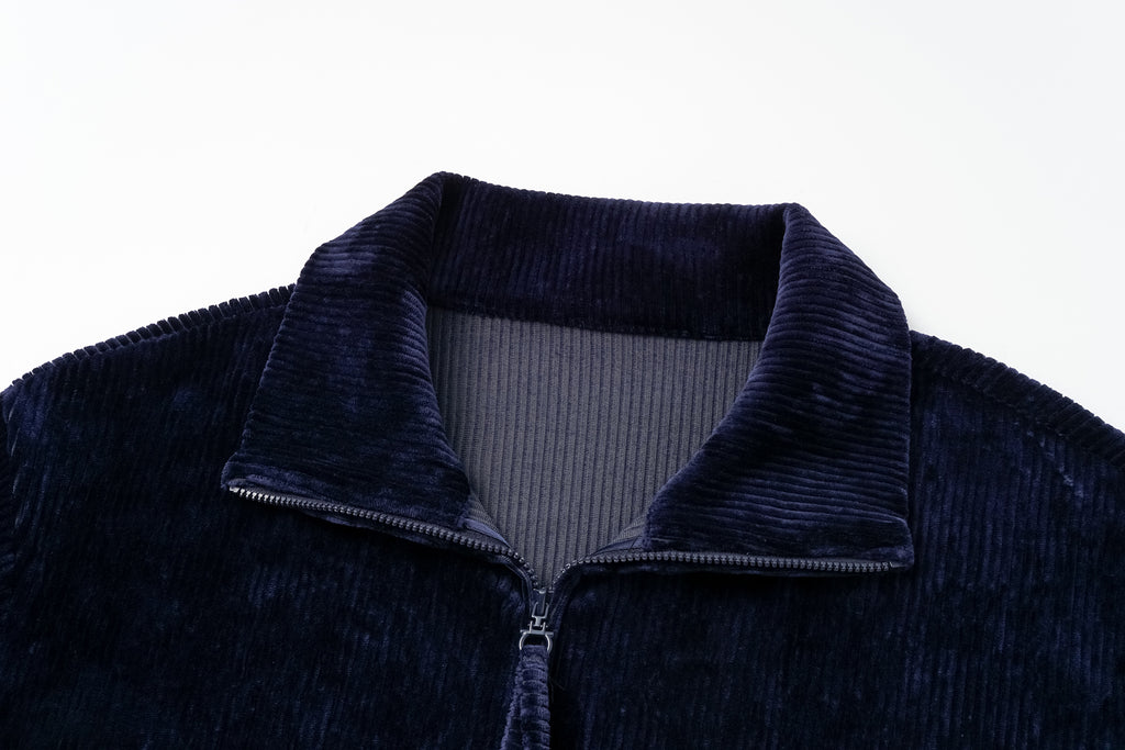 High-Neck Two-Way Zip Corduroy Track Jacket