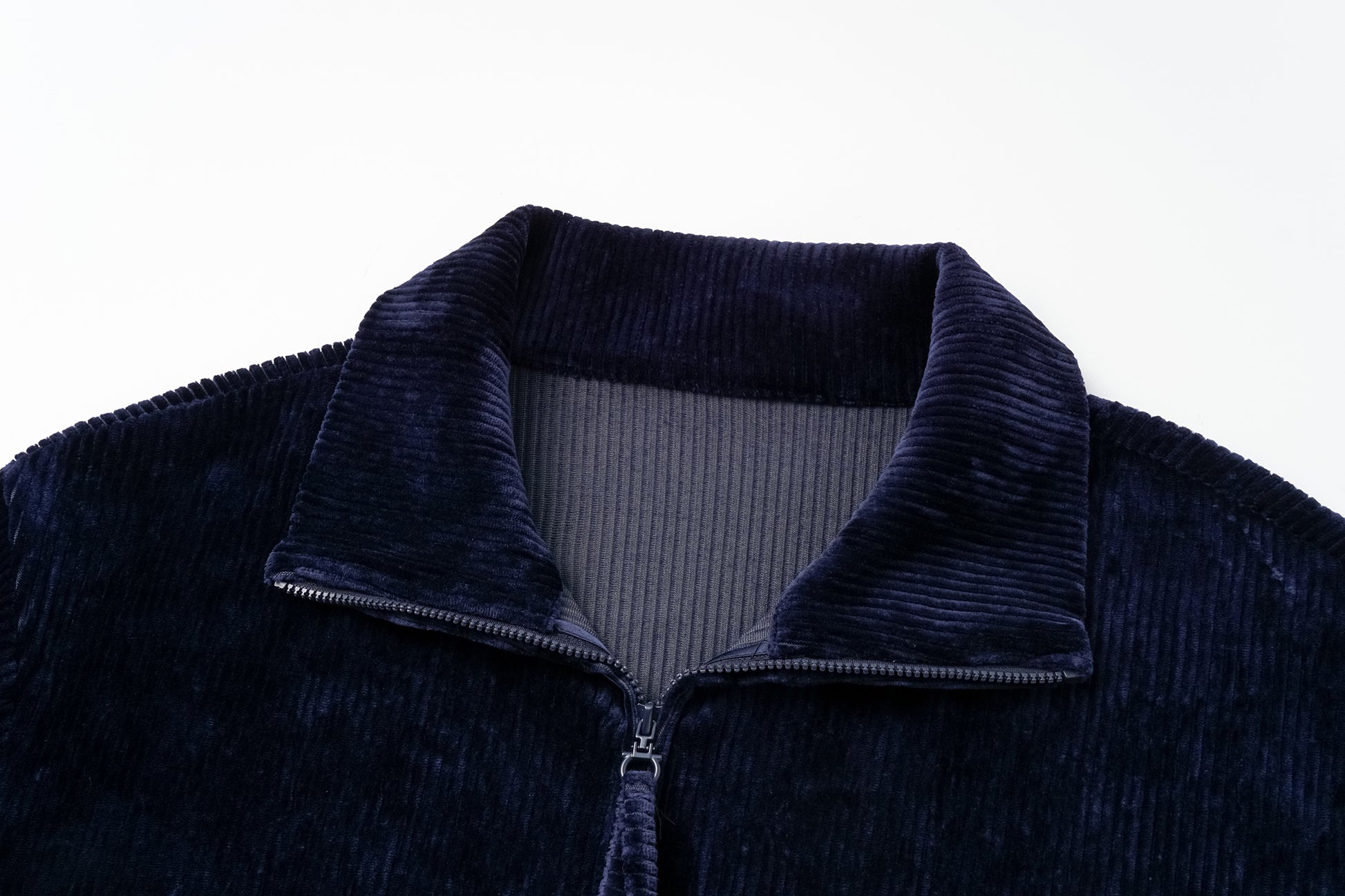 High-Neck Two-Way Zip Corduroy Track Jacket