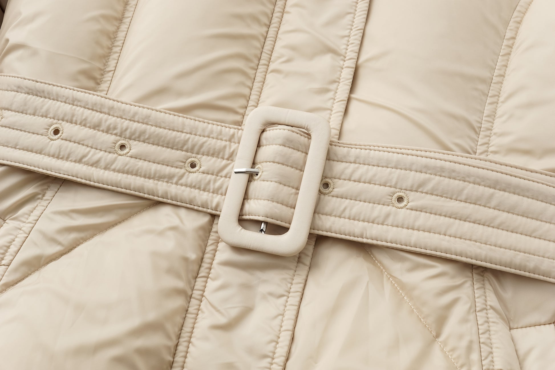 Minimalist Draped Long Down Coat with Structured Shoulder