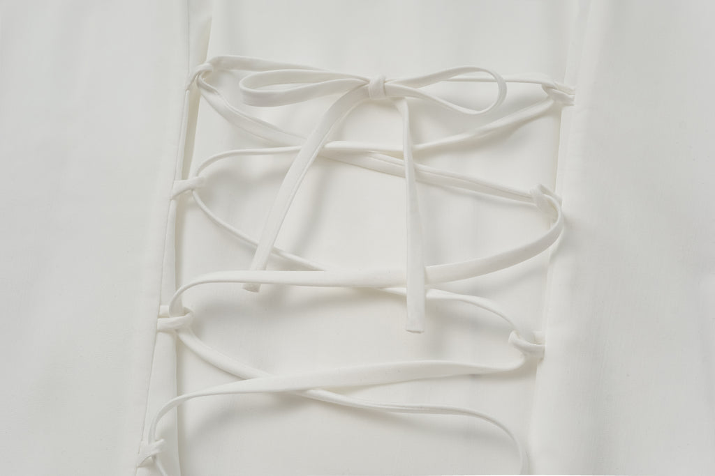 Corset Waist Blouse + Asymmetric Waistband Long Skirt Set