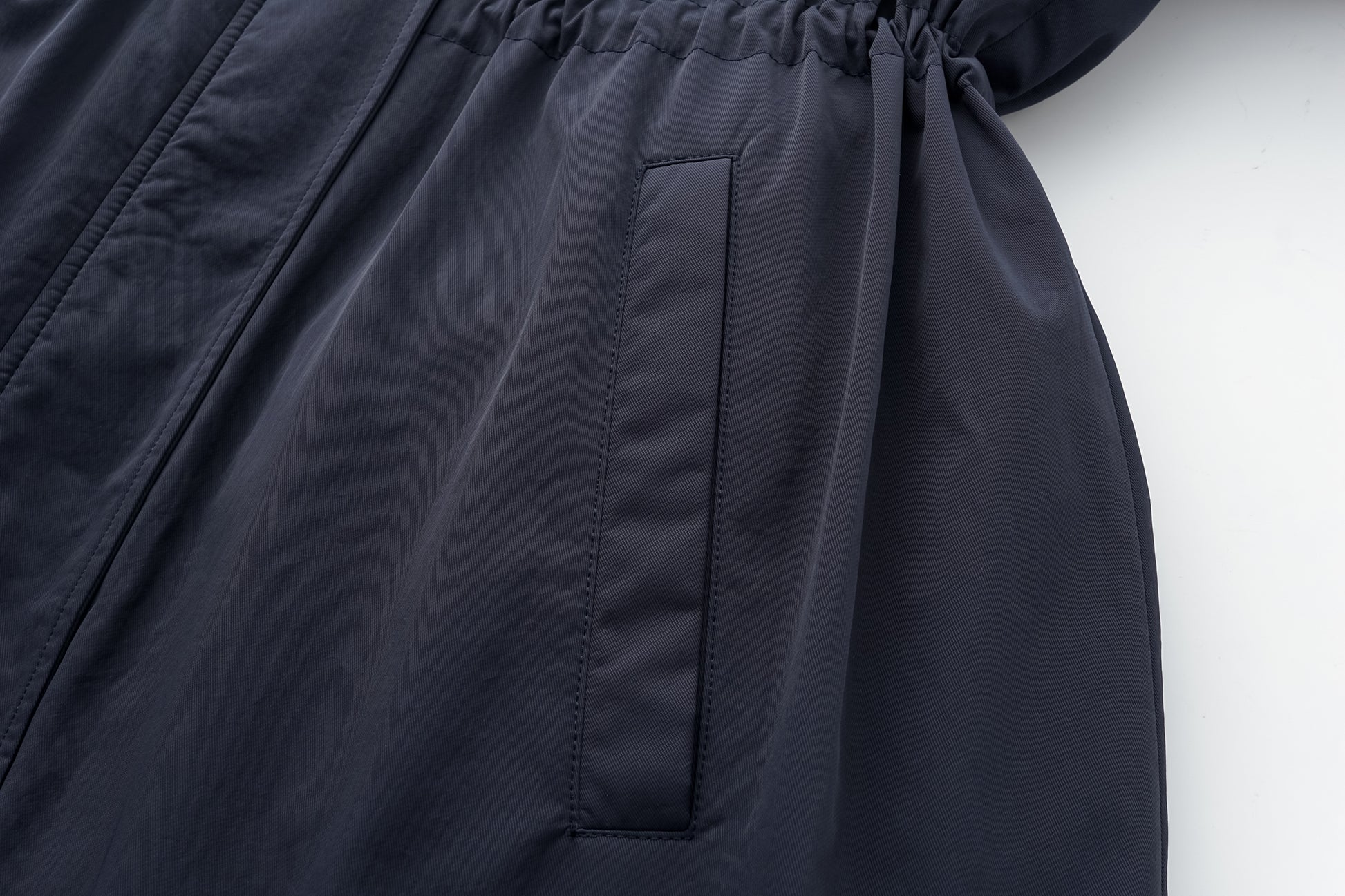 Trench DNA Stand Collar Drawstring Long Down Coat