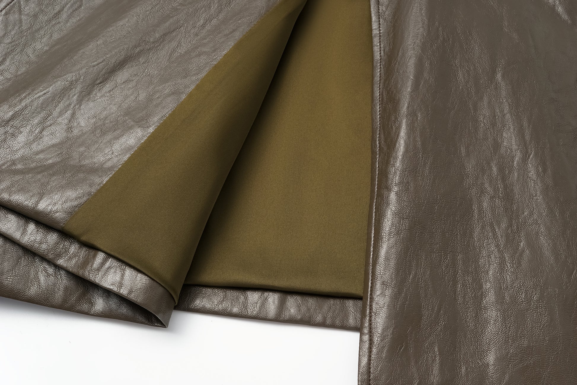 Relaxed Fit Belted Thigh-Length Leather-Look Jacket ( Faux Leather)