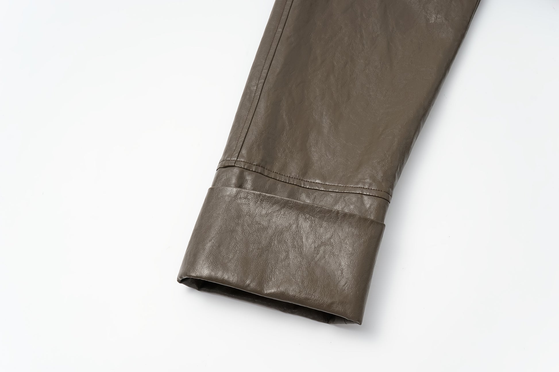 Relaxed Fit Belted Thigh-Length Leather-Look Jacket ( Faux Leather)