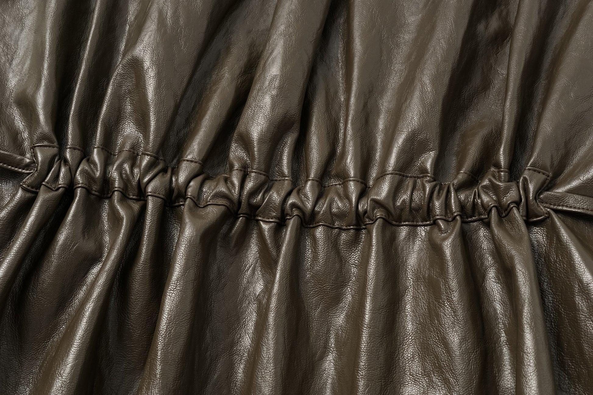 Relaxed Fit Belted Thigh-Length Leather-Look Jacket ( Faux Leather)