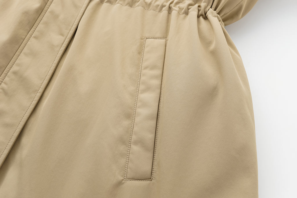 Trench DNA Stand Collar Drawstring Long Down Coat