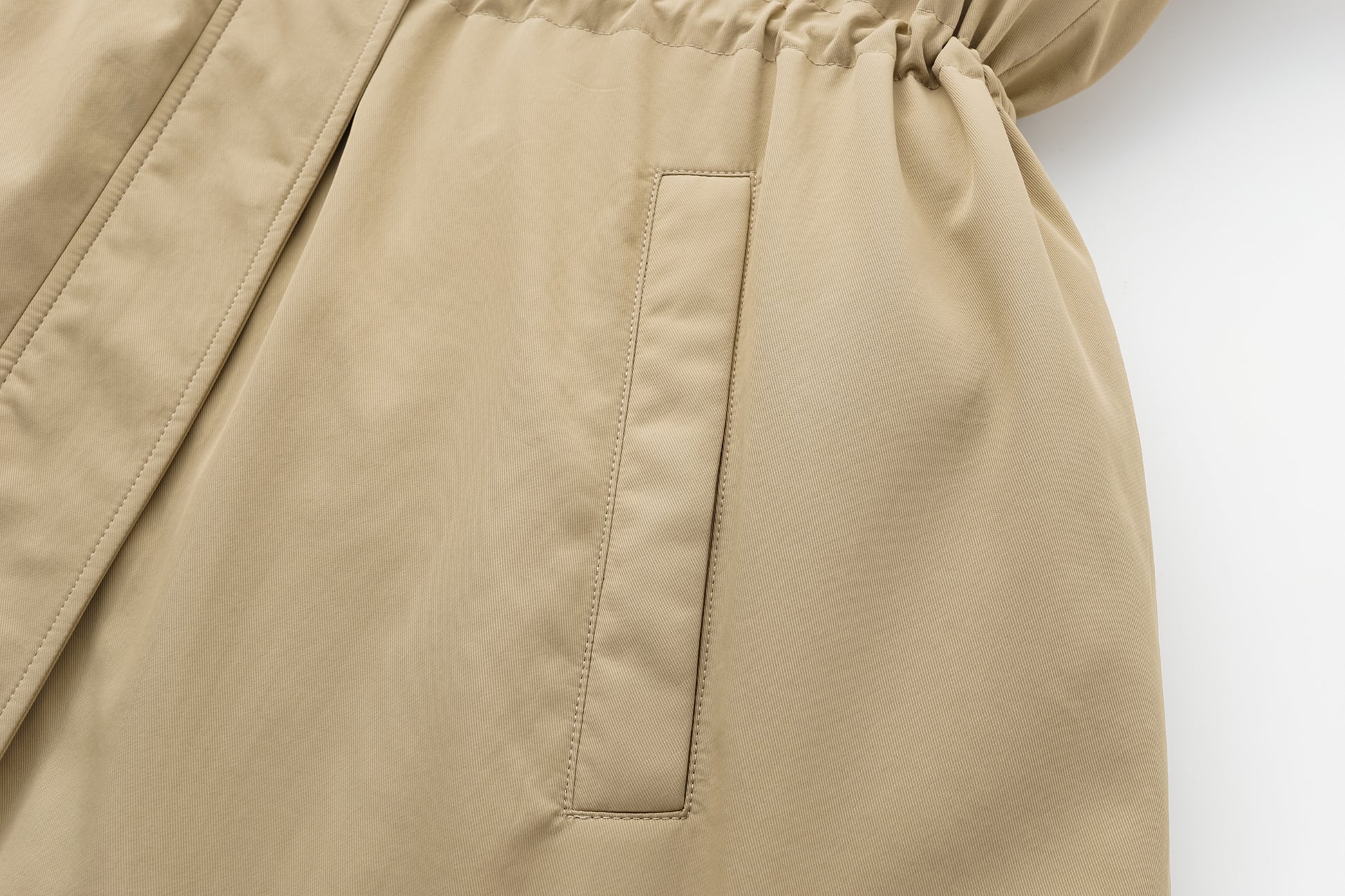 Trench DNA Stand Collar Drawstring Long Down Coat