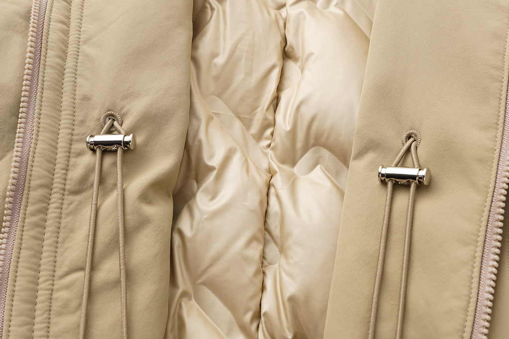 Trench DNA Stand Collar Drawstring Long Down Coat