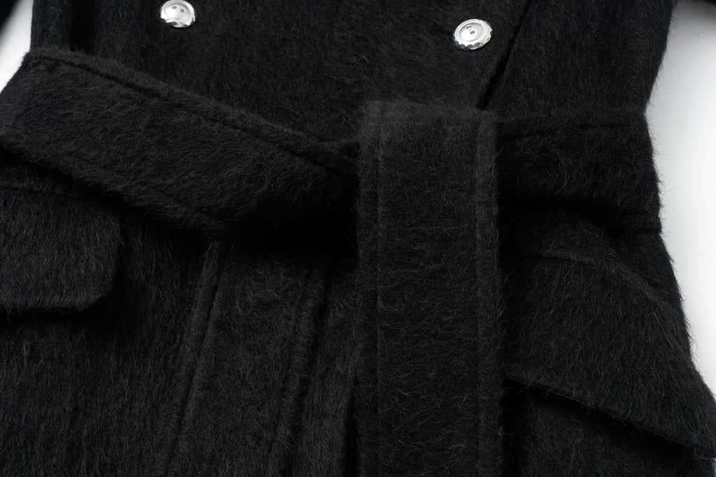 Stand Collar Tie-Waist X-Silhouette Long Coat