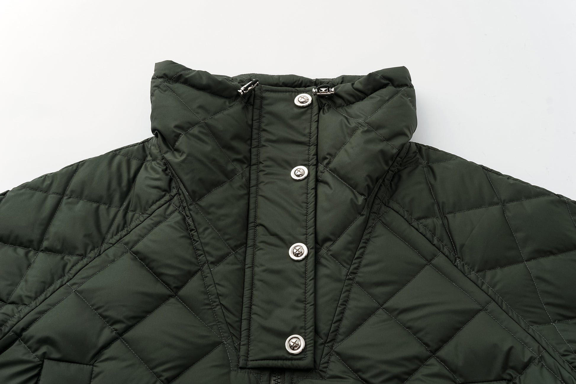 Diamond-Quilted Stand-Collar Down Jacket
