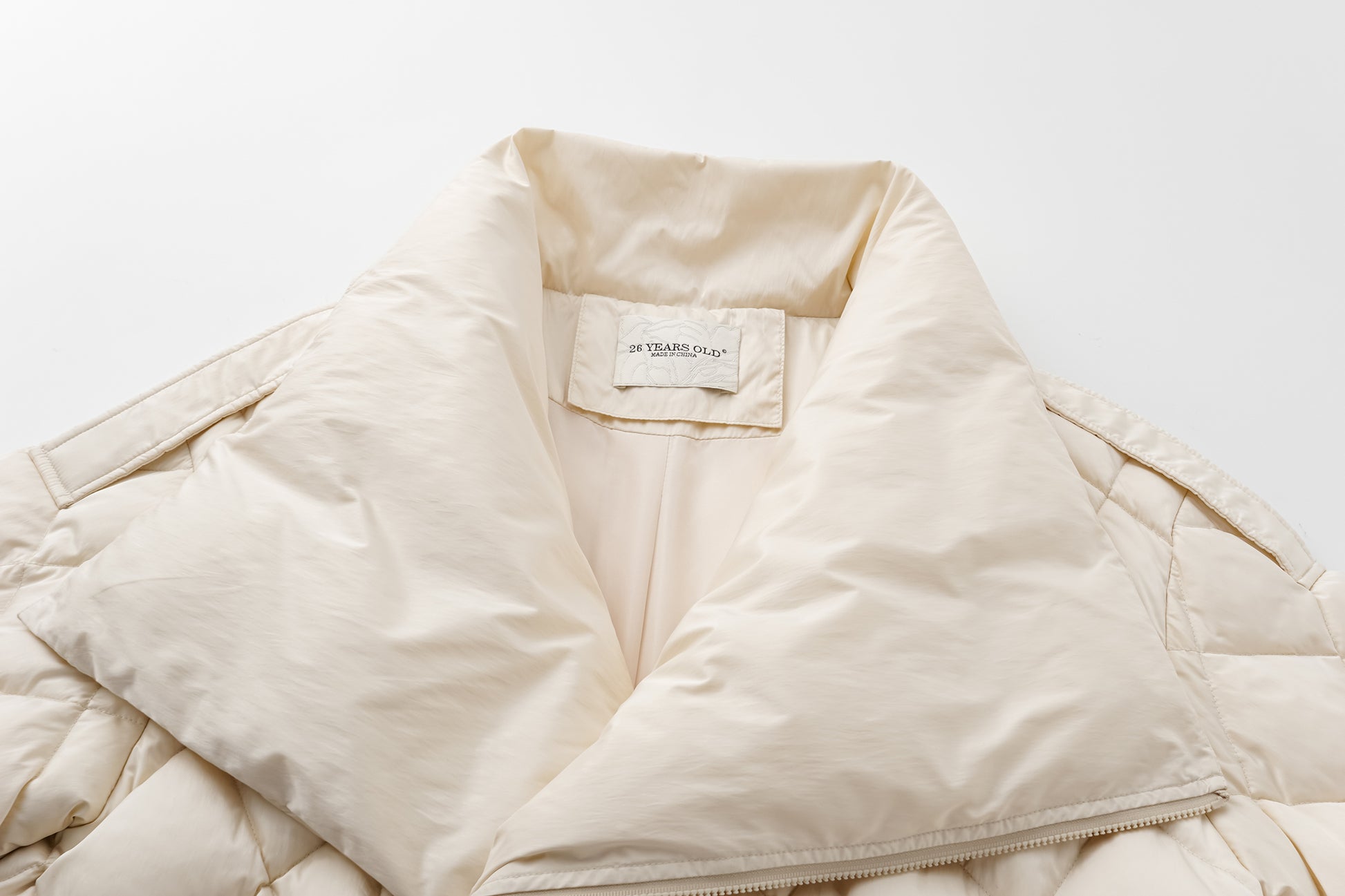 Deconstructed Asymmetric Zip Puffer with Dropped Shoulder and Lantern Sleeves