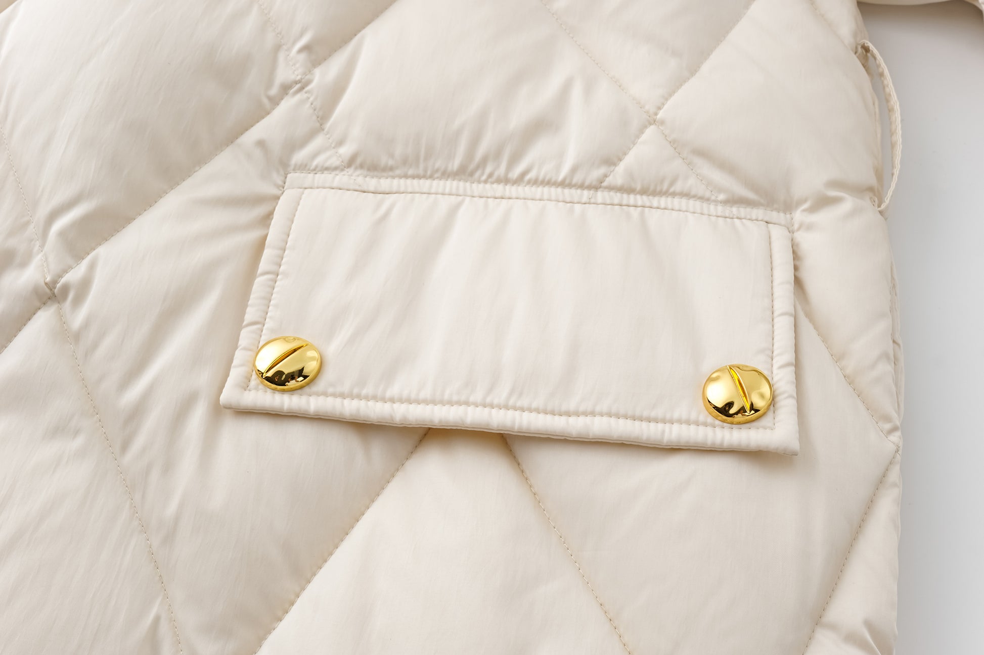 Deconstructed Asymmetric Zip Puffer with Dropped Shoulder and Lantern Sleeves