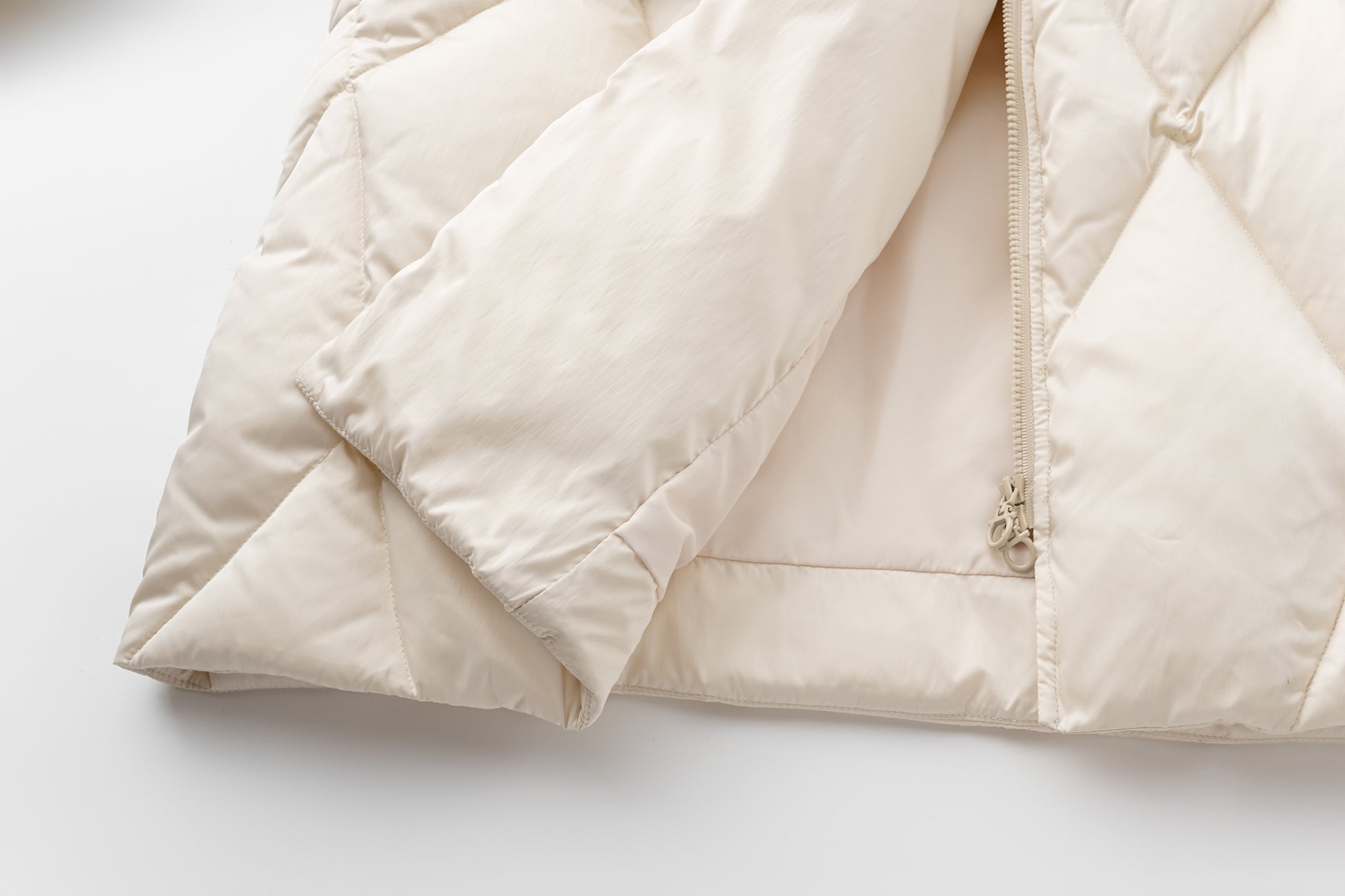 Deconstructed Asymmetric Zip Puffer with Dropped Shoulder and Lantern Sleeves