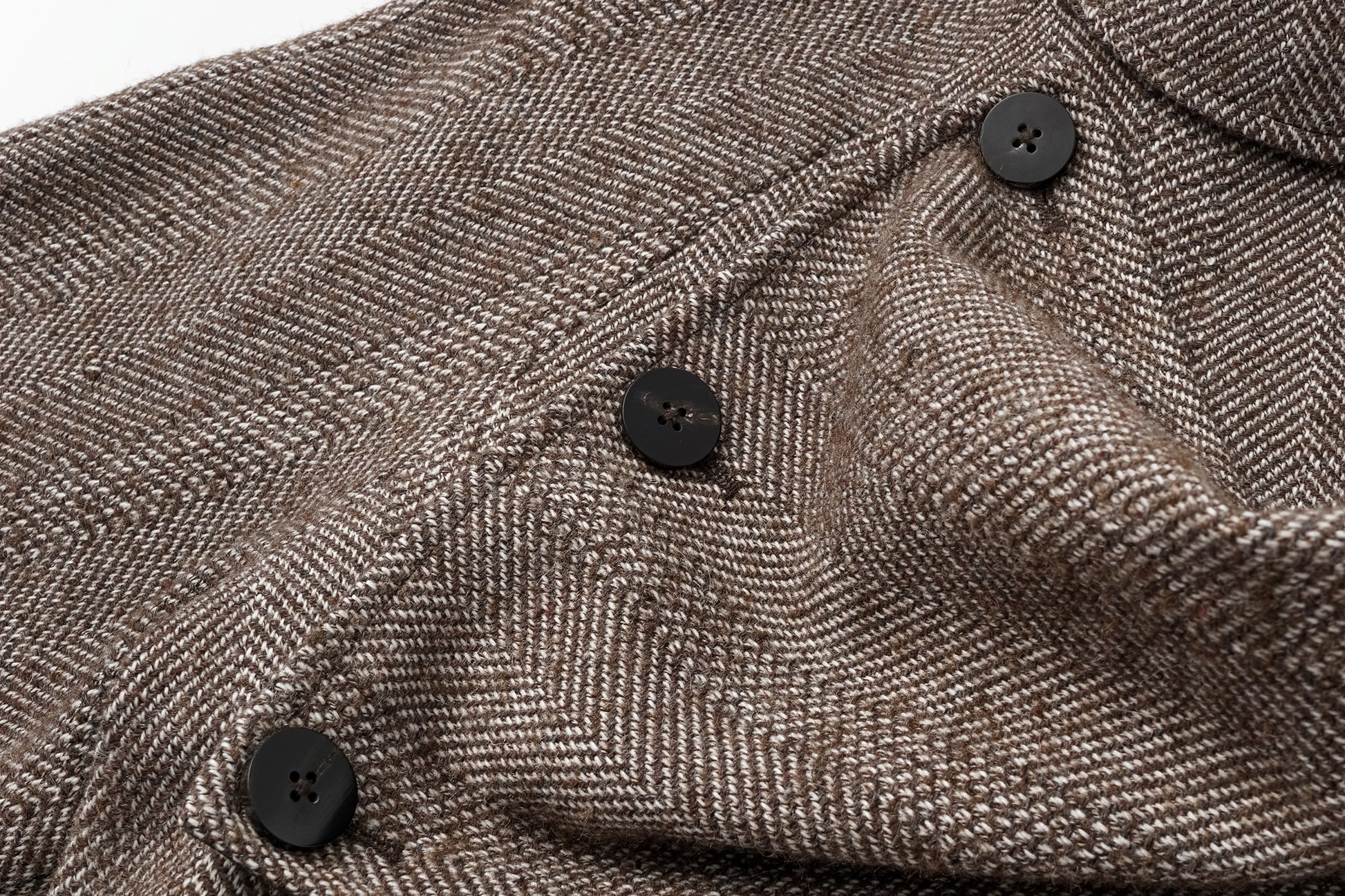 Detachable Shawl Collar Herringbone Faux Leather Blend Coat