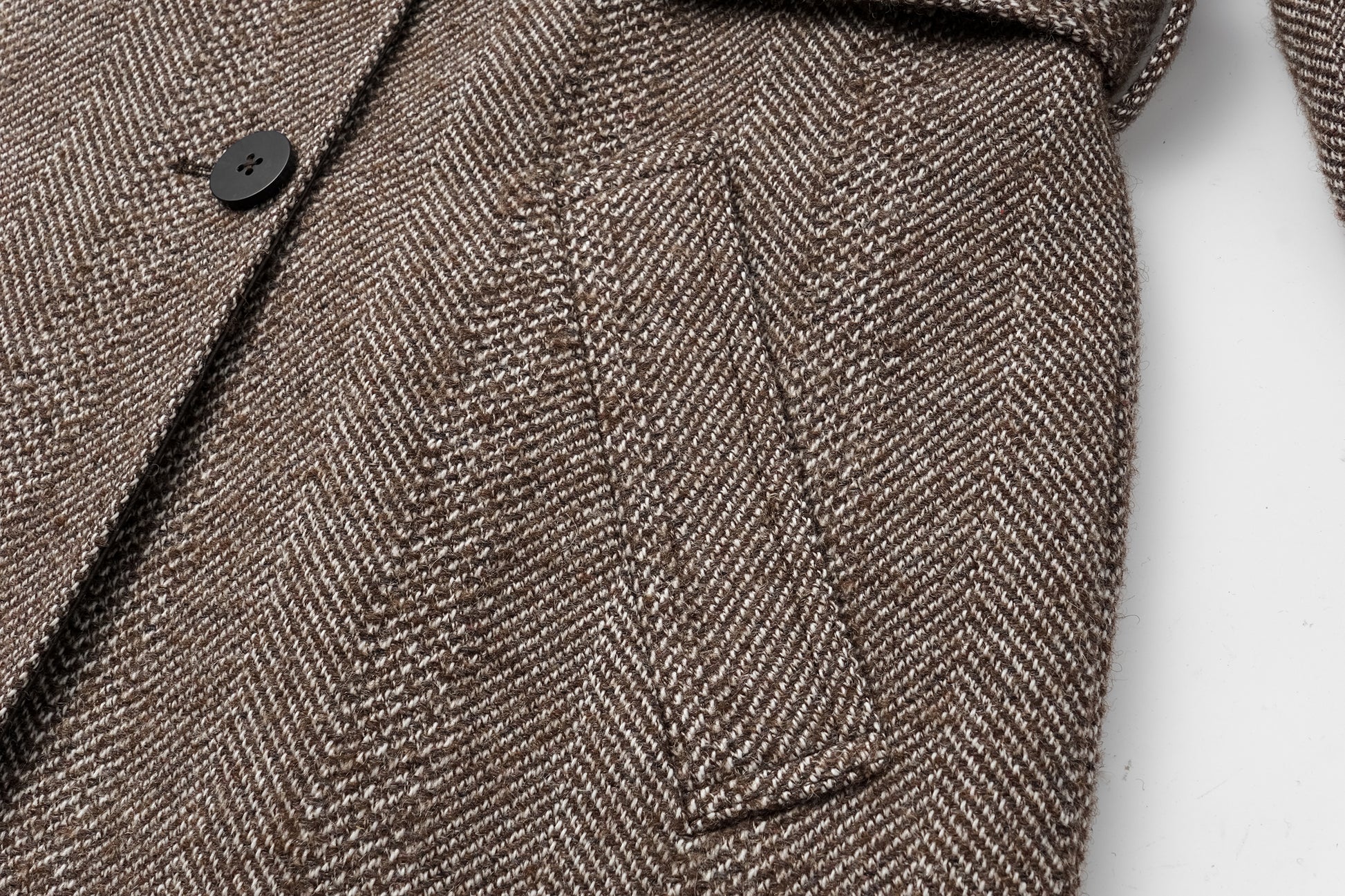 Detachable Shawl Collar Herringbone Faux Leather Blend Coat