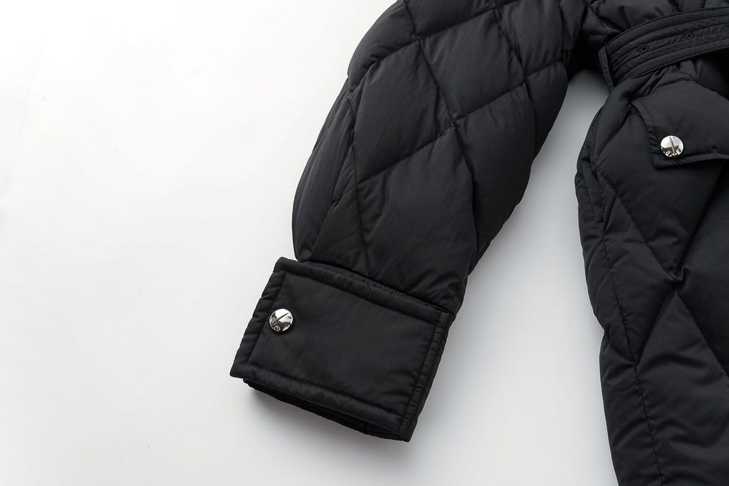 Deconstructed Asymmetric Zip Puffer with Dropped Shoulder and Lantern Sleeves