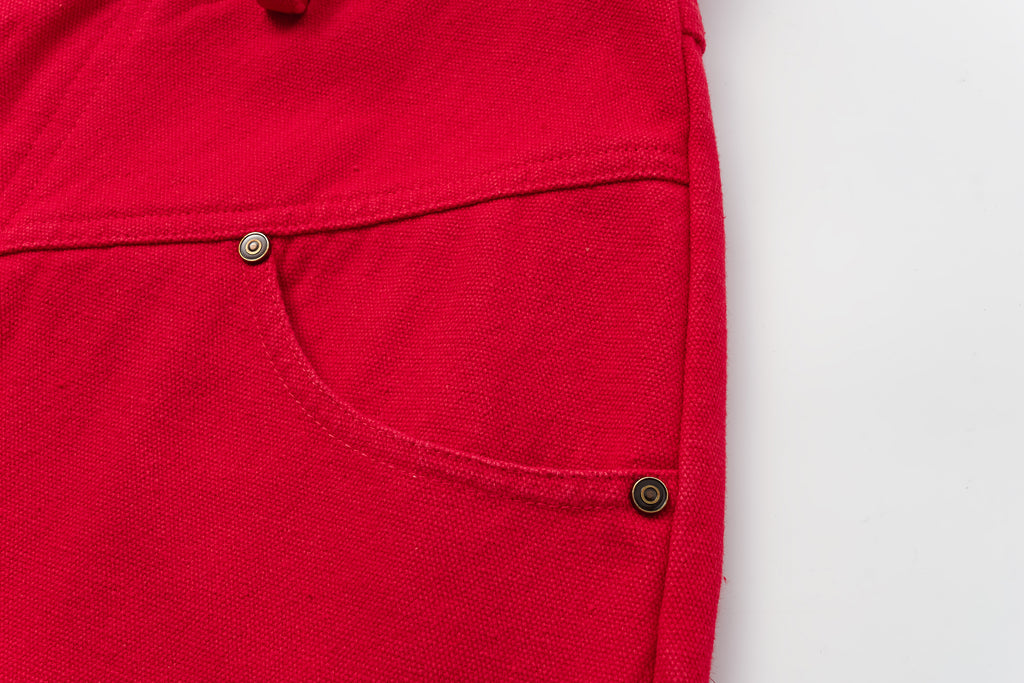 High-Rise Curved Hem Denim Pants