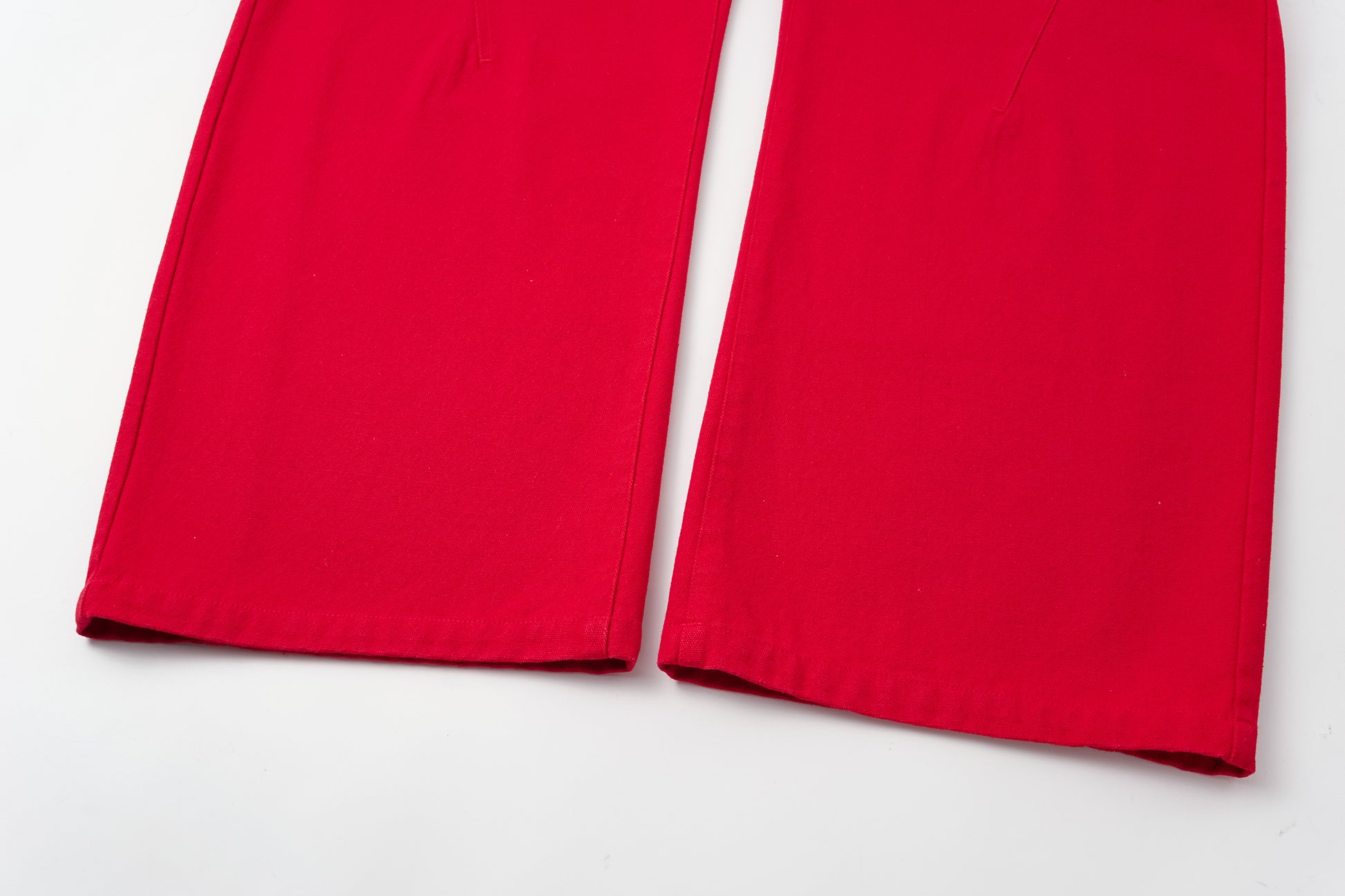 High-Rise Curved Hem Denim Pants