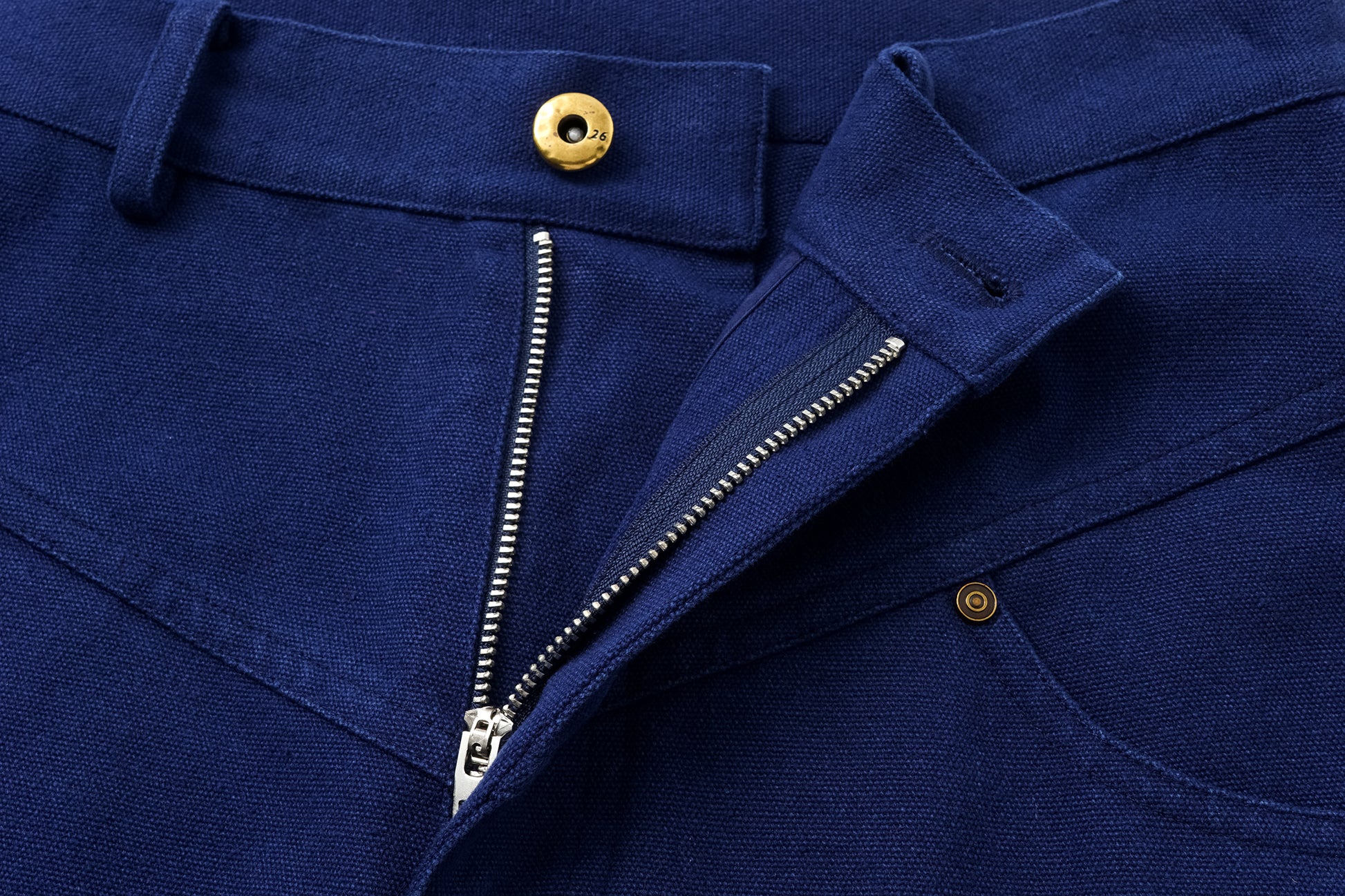 High-Rise Curved Hem Denim Pants