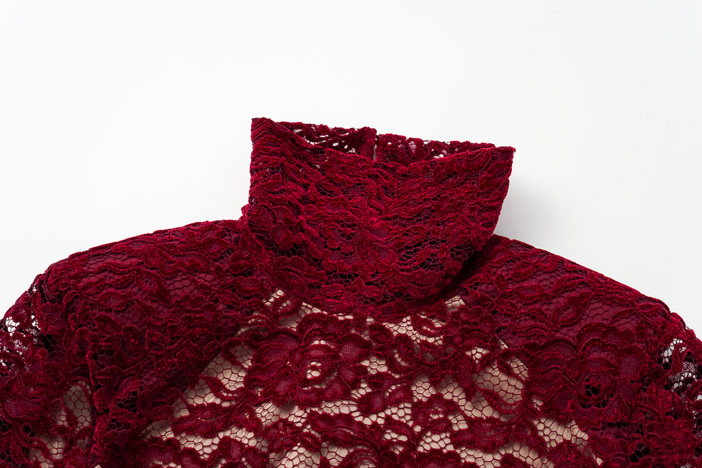 Top with Flocked Lace & Openwork