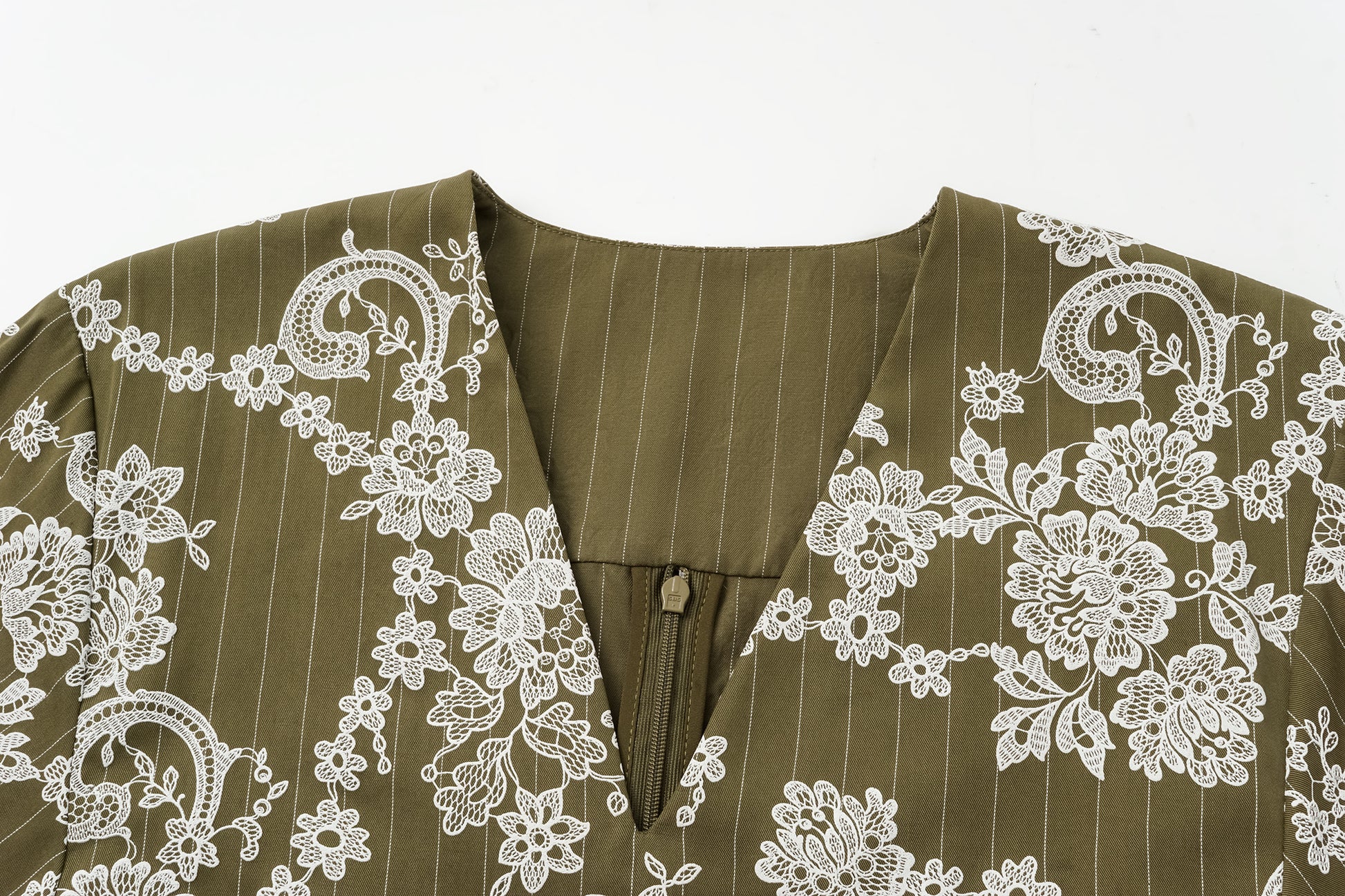 V-Neck Dress with Subtle Raised Print